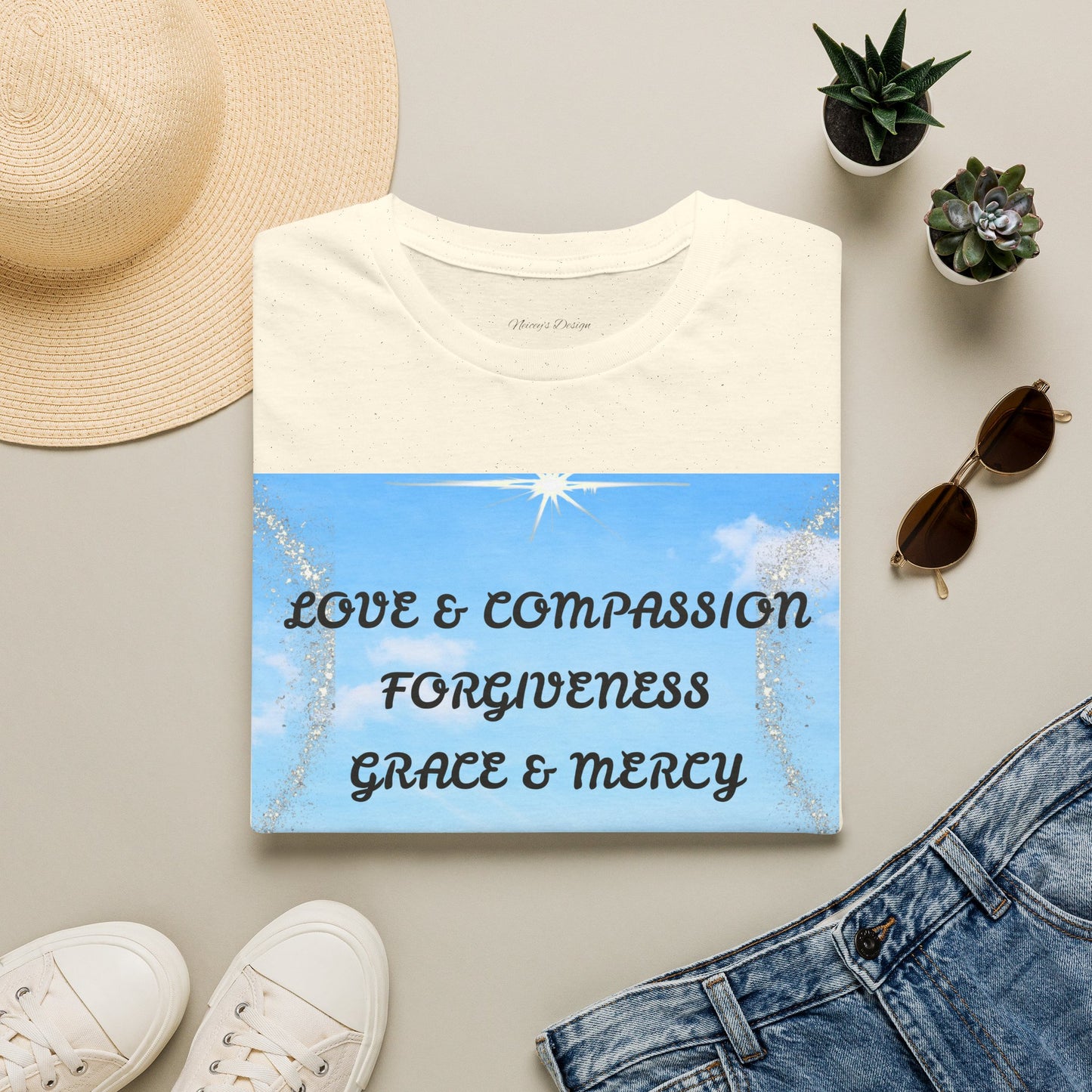 Inspirational Faith T Shirt Love & Compassion, Forgiveness, Grace & Mercy