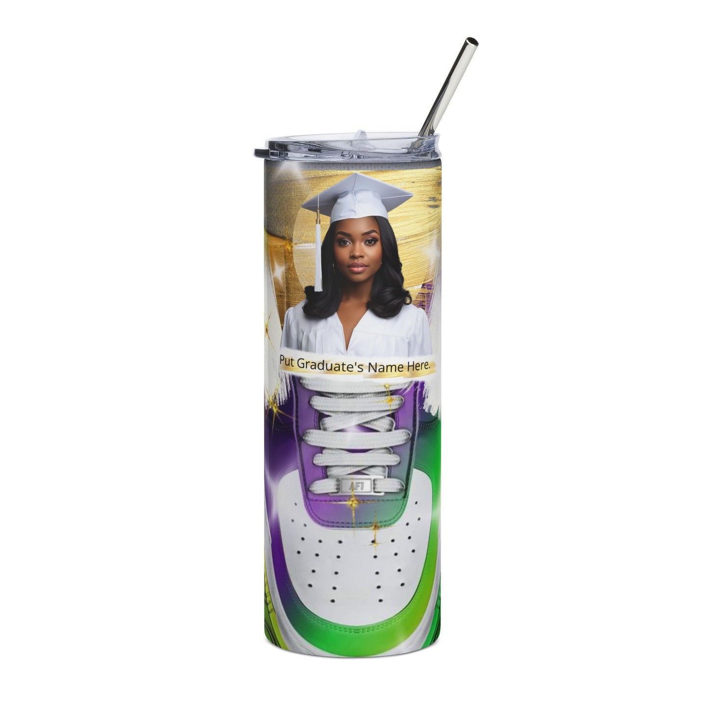 Tumbler: Graduation Sneaker Photo Tumbler Personalized 20oz Stainless Steel Cup