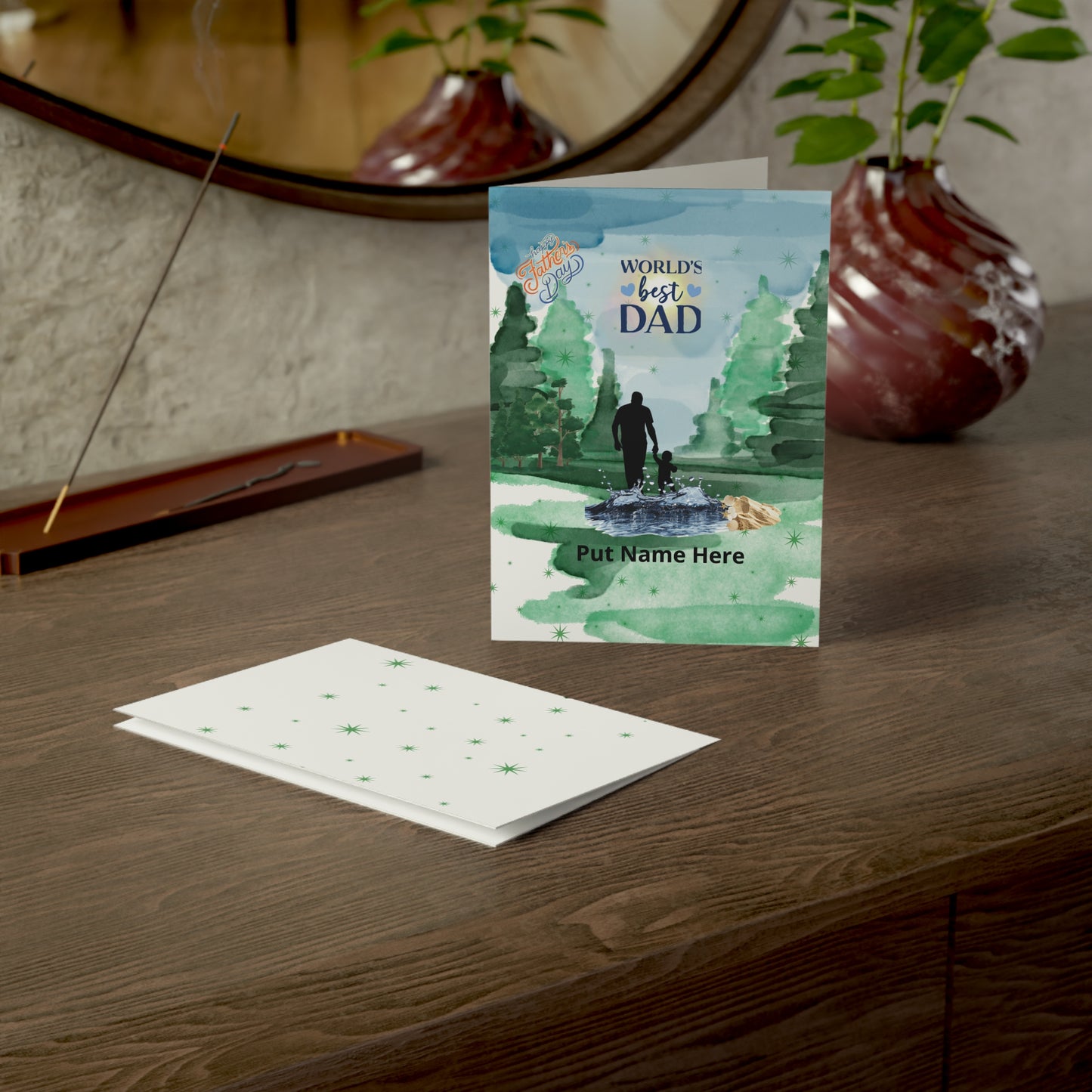 World's Best Dad Personalized Greeting Card Father’s Day Card with Name: Physical Product.