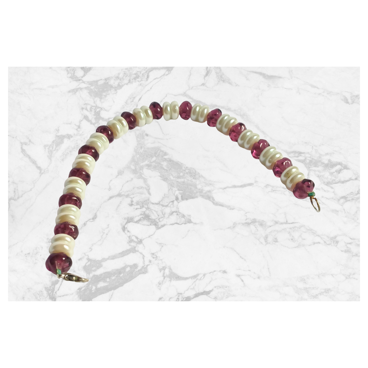 Purple and white single strand elegant bracelet size 6: Handmade Fashion Jewelry