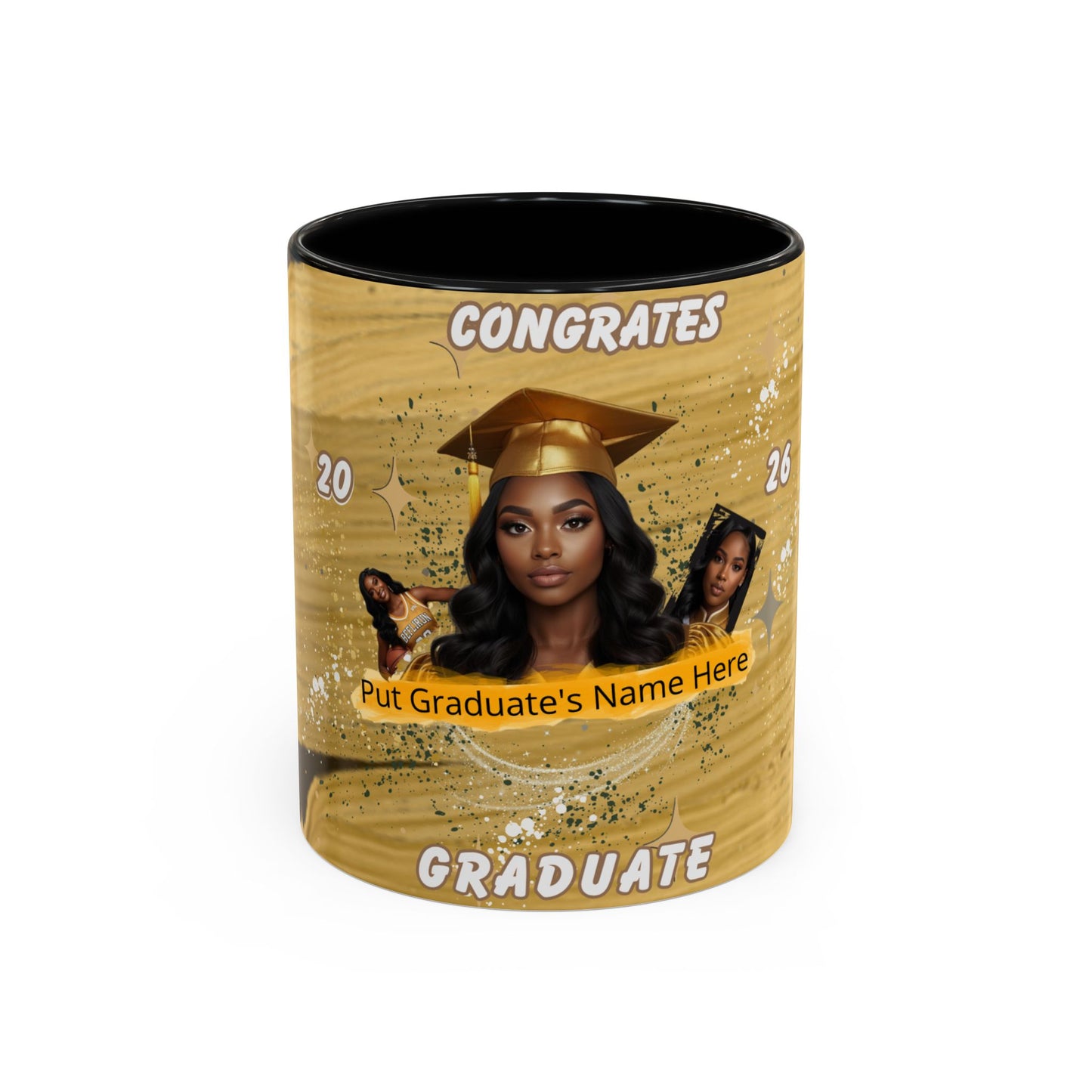 Mug: Congrats Graduate Personalized Accent Coffee Mug. Custom Name & Photo Graduation Gift (11oz)