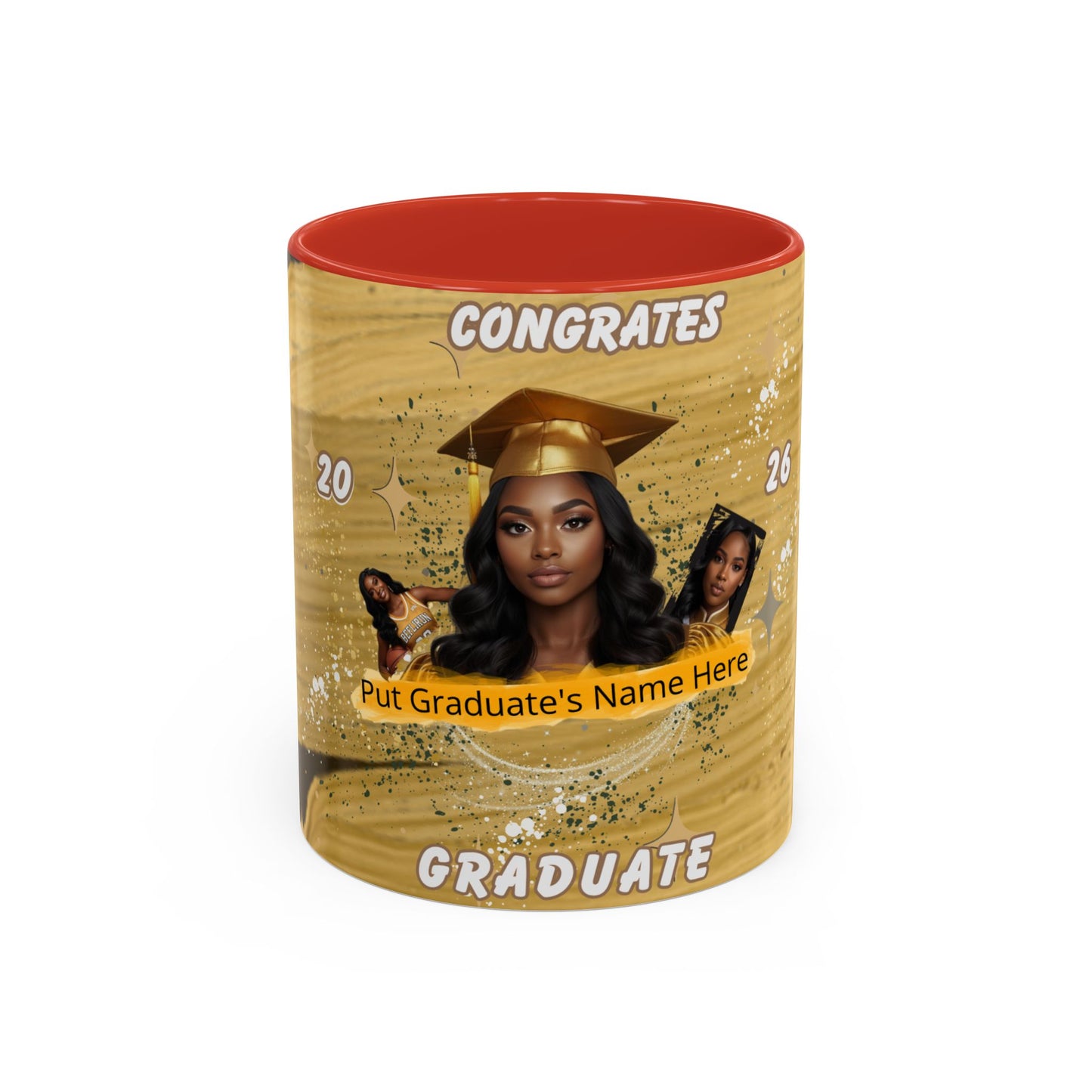 Mug: Congrats Graduate Personalized Accent Coffee Mug. Custom Name & Photo Graduation Gift (11oz)
