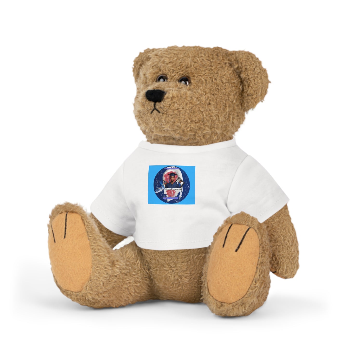 Teddy Bear Plush Toy. Personalize photo and name. Blue