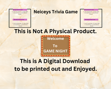 Load image into Gallery viewer, Trivia Game! Welcome to Game Night For the Whole Family! Printable Answers and Questions. Countless fun with multiple questions and answers.

