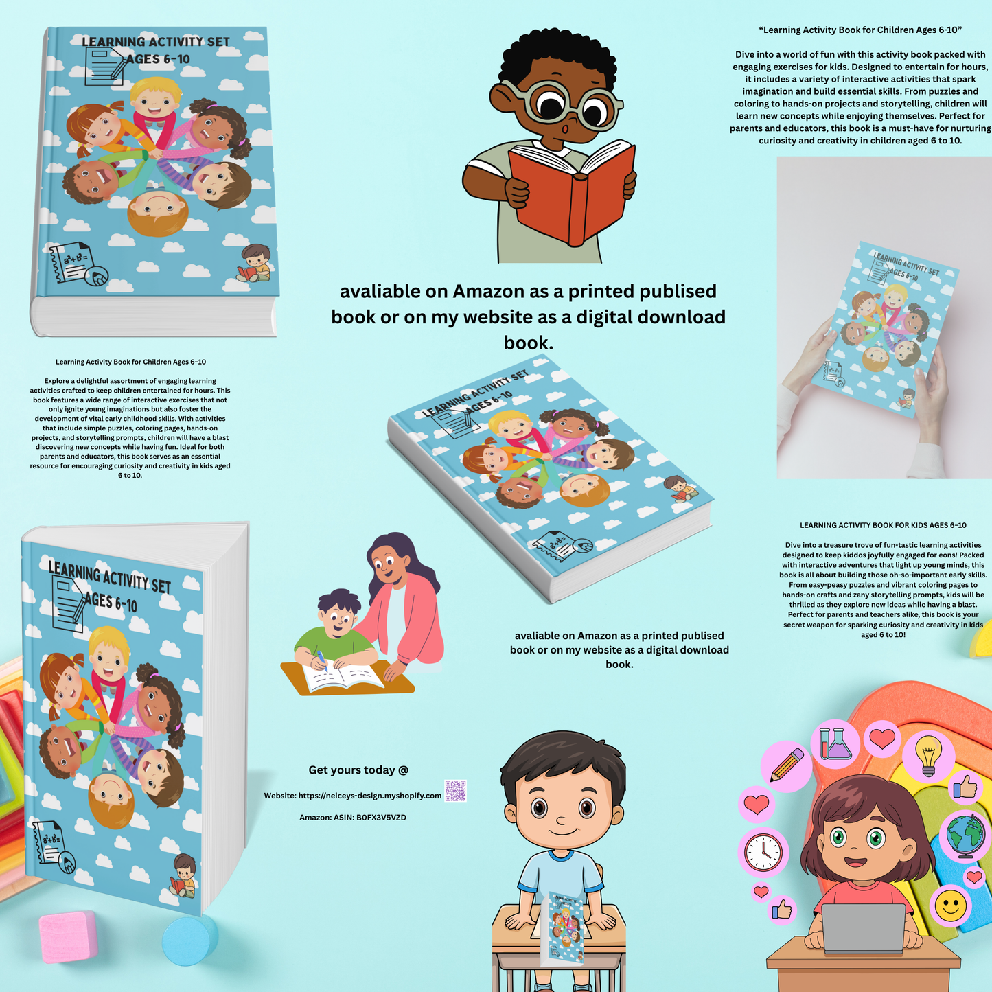 Learning Activity Book for Ages 6 and up. This is a Digital Download: No physical product will be delivered.