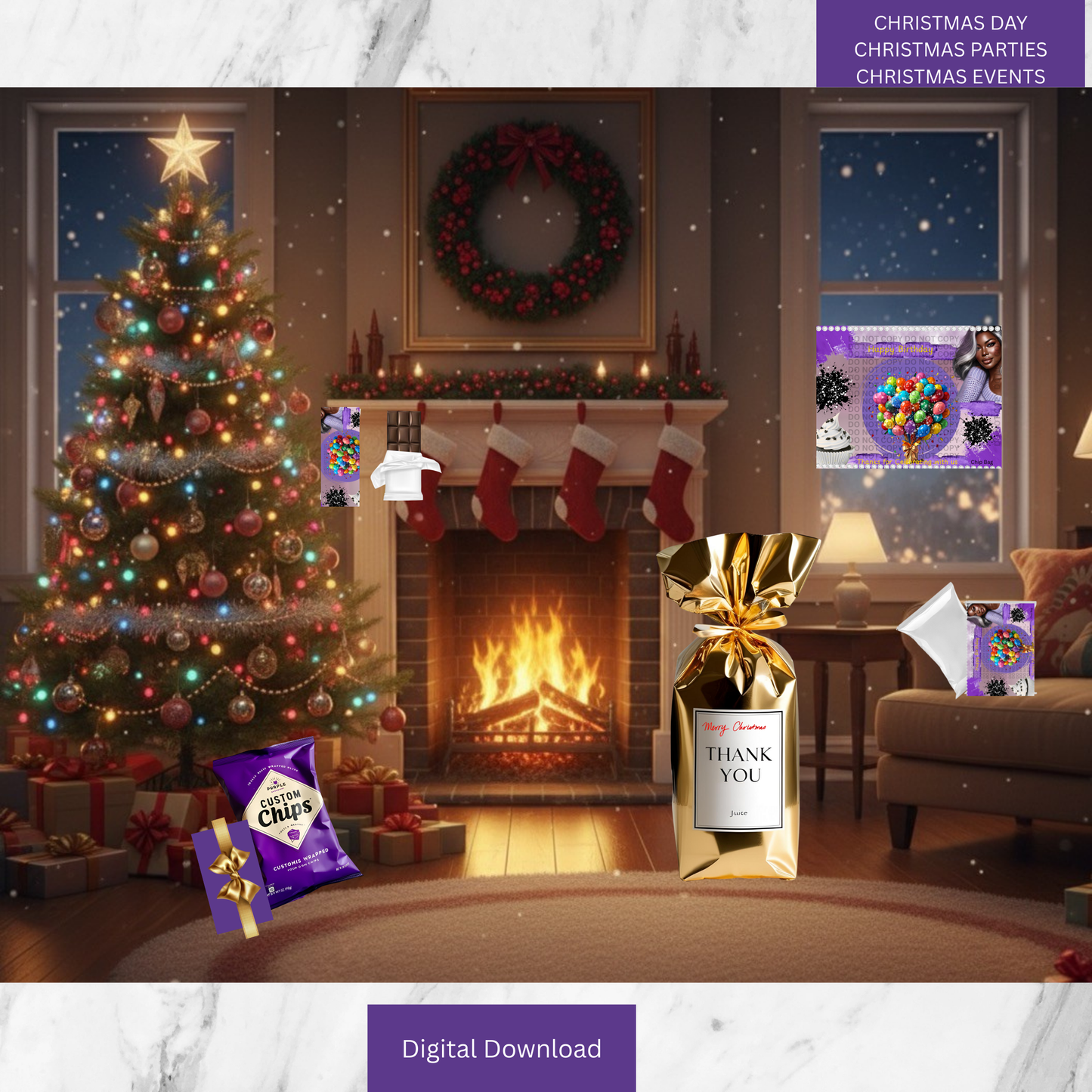 8-Piece Party Favor Bundle Template plus a small water bottle template. Making the bundle a 9 piece!