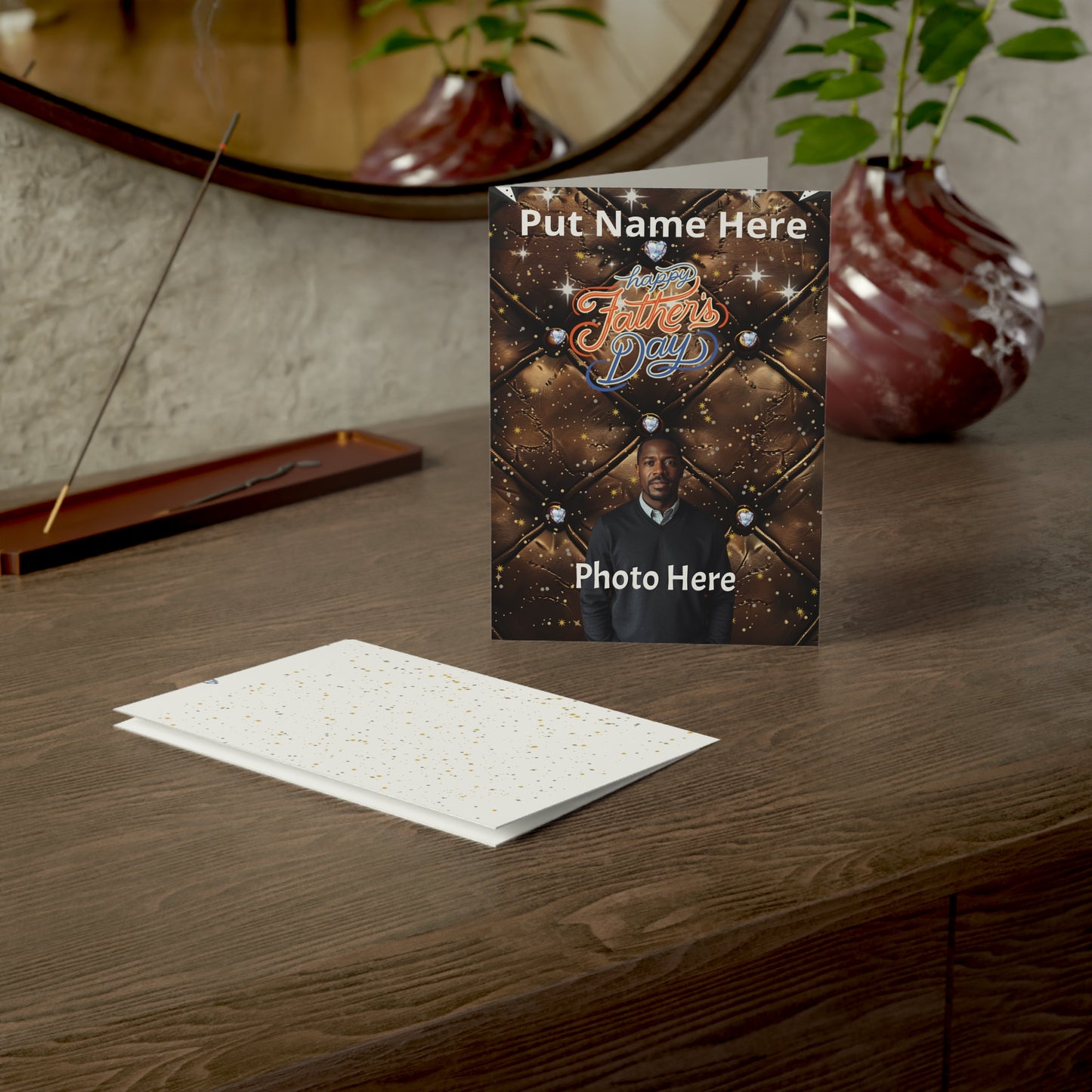 Personalized Father’s Day Greeting Card Custom Photo & Name: Physical Product