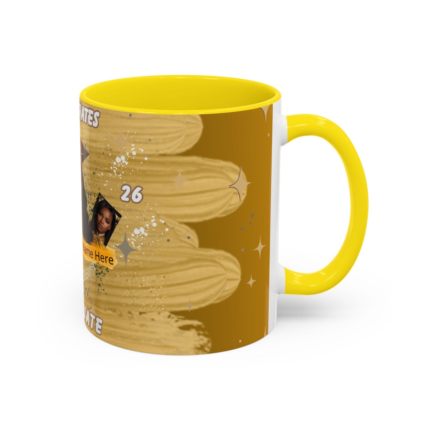 Mug: Congrats Graduate Personalized Accent Coffee Mug. Custom Name & Photo Graduation Gift (11oz)