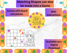 Load image into Gallery viewer, Matching Shapes Activity with printable cards and board.
