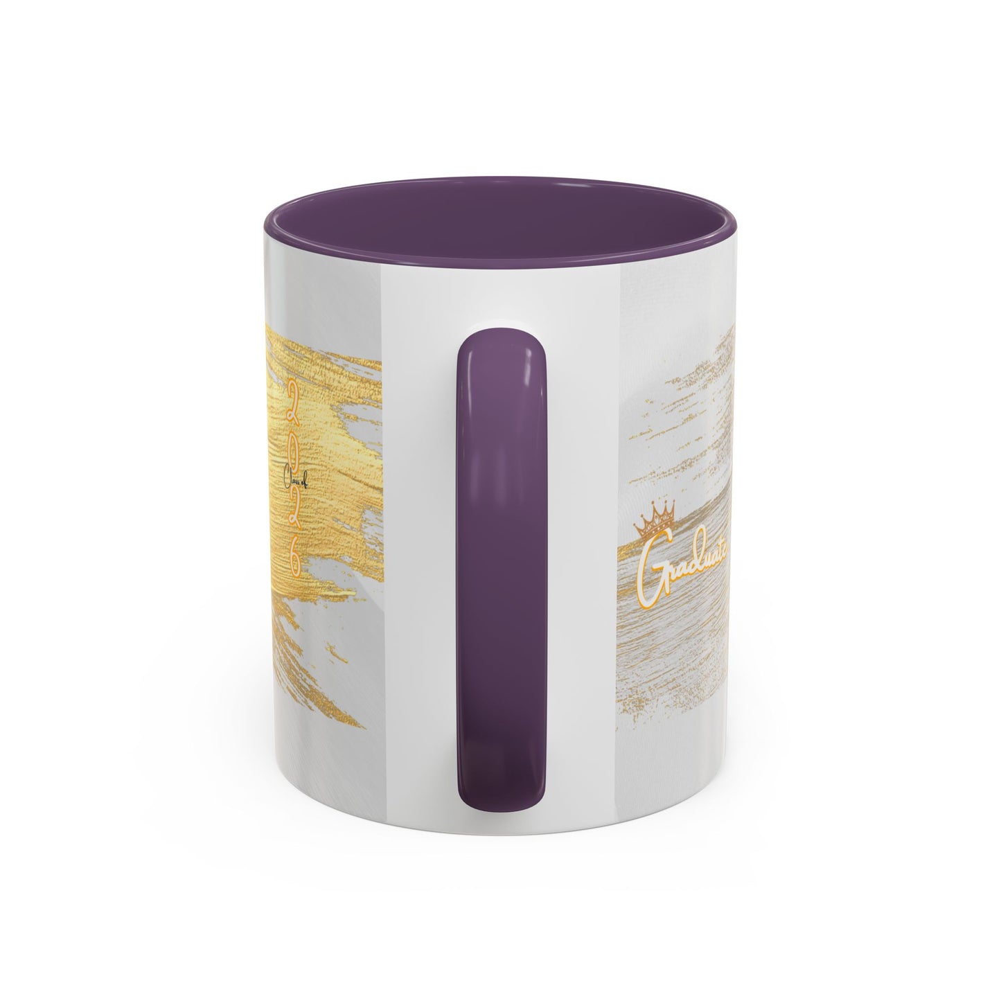 Mug: Graduation Photo Coffee Mug. Personalized Grad Gift with Gold Brush Design (11oz)