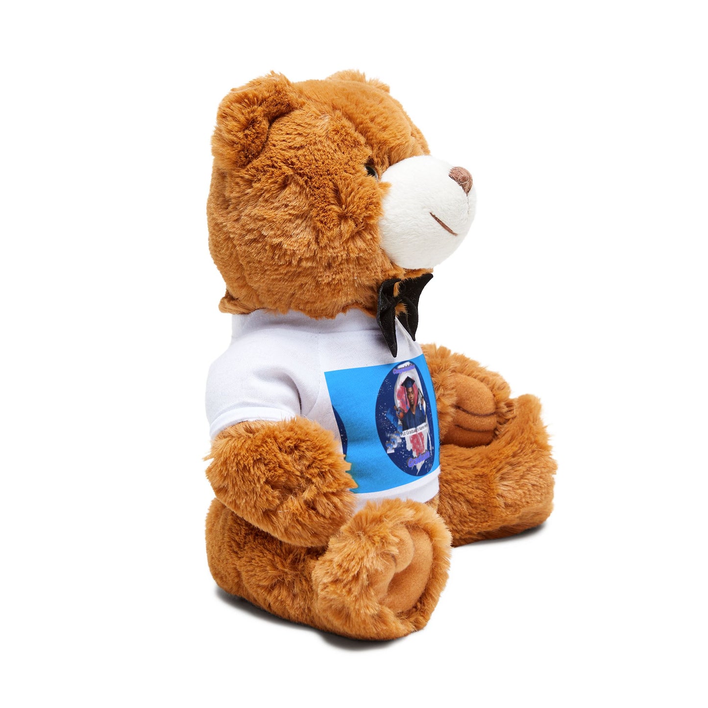 Teddy Bear. Custom Photo Teddy Bear Plush with Personalized T‑Shirt. Navy Blue