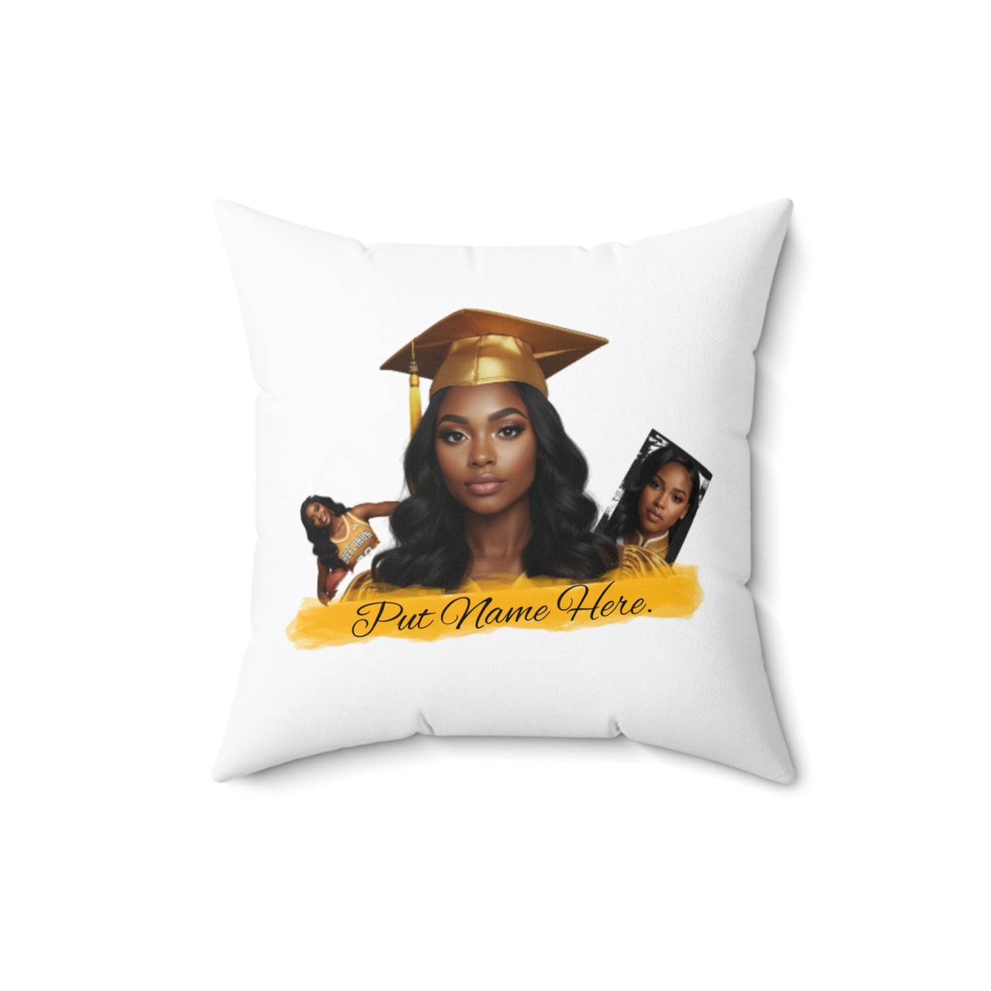 Graduation Photo Pillow Personalized Grad Throw Pillow with Cap & Name