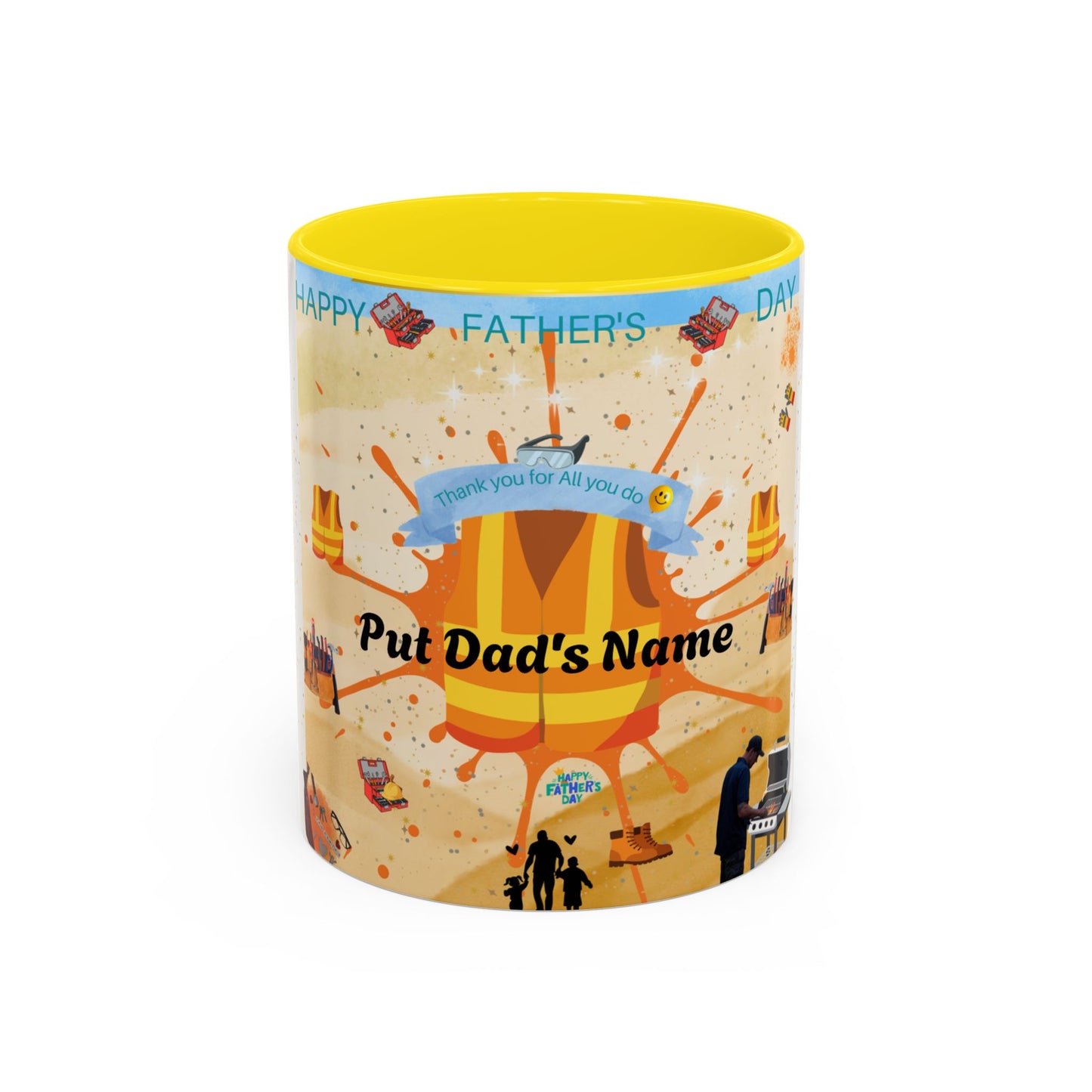 Personalized Fathers Day Coffee Mug Put Dad's Name Accent 11oz