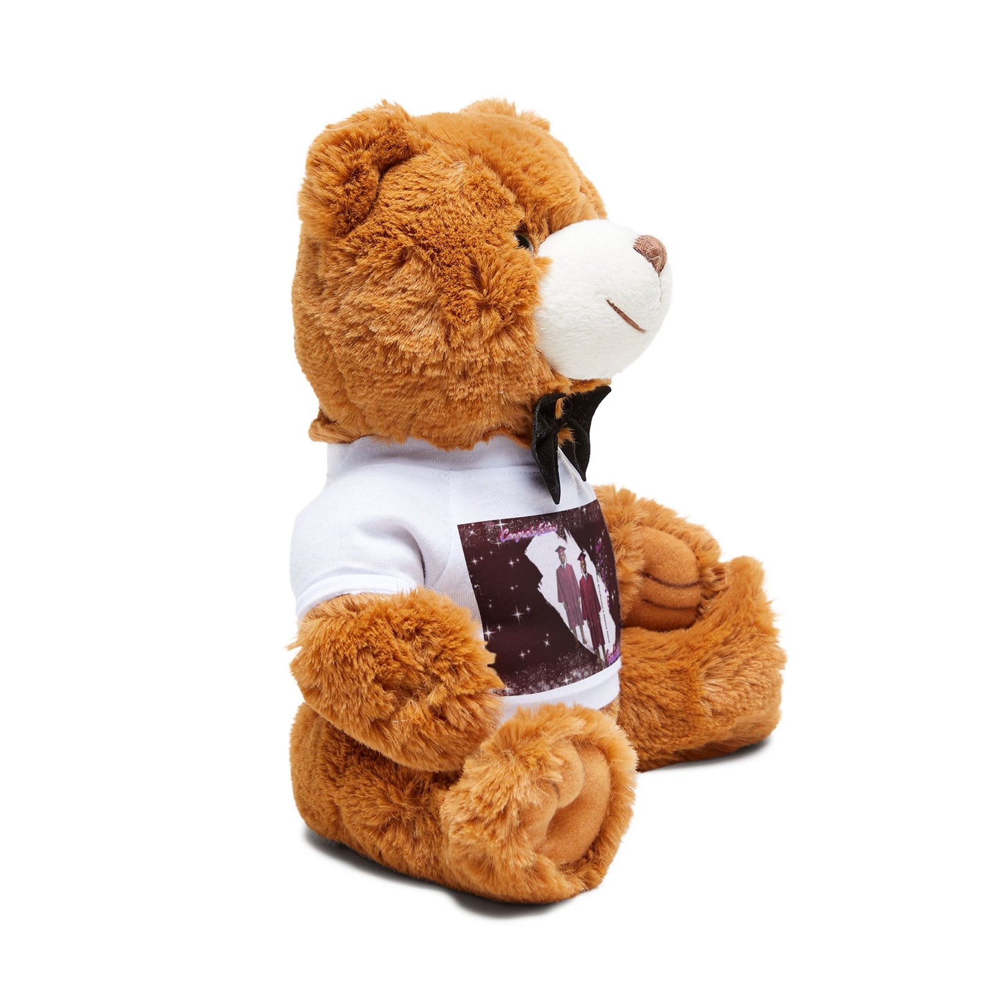 Teddy Bear Personalized Photo with Custom T‑Shirt.  Cute Plush Gift for Kids & Couples. Mahogany/Deep Red