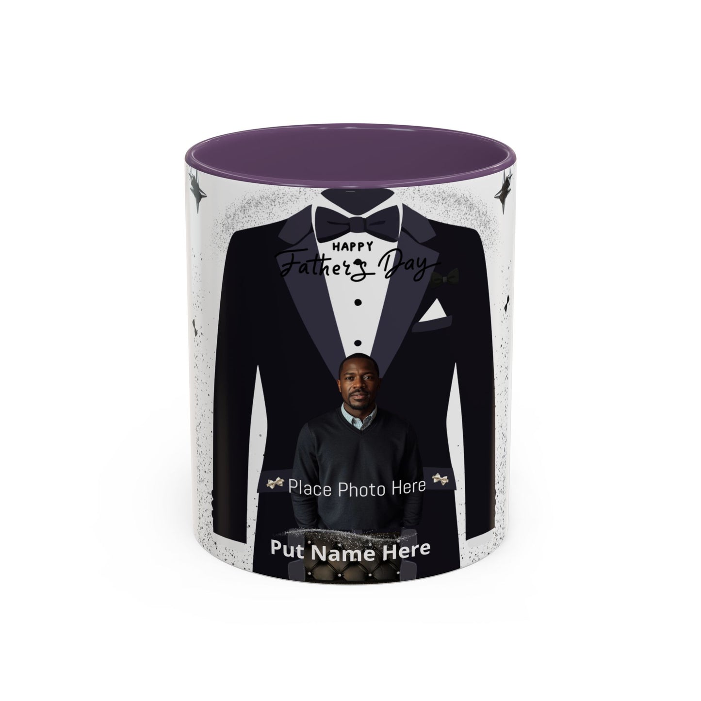 Personalized Father's Day Photo Mug Tuxedo Design, Add Name & Photo (11oz)