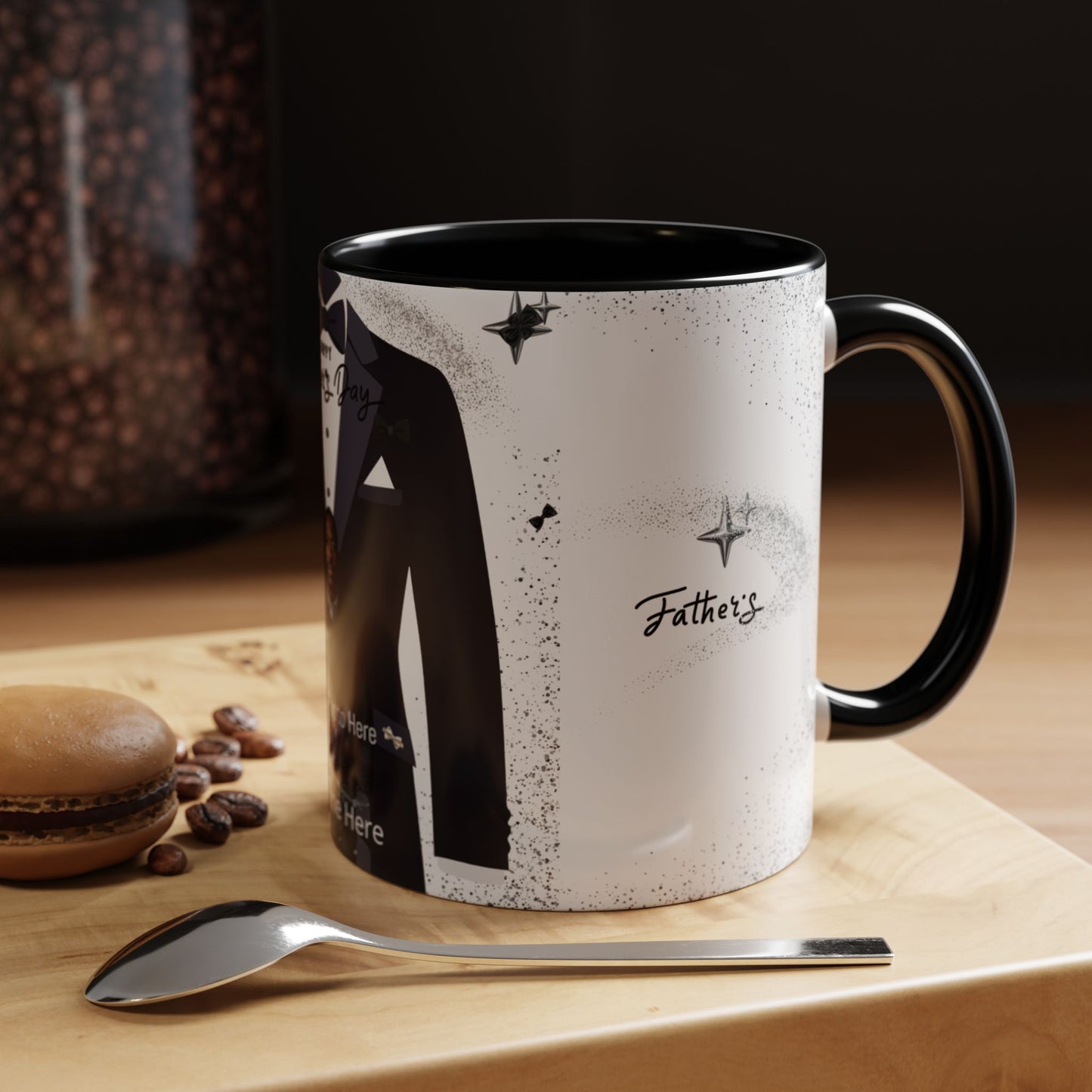 Personalized Father's Day Photo Mug Tuxedo Design, Add Name & Photo (11oz)