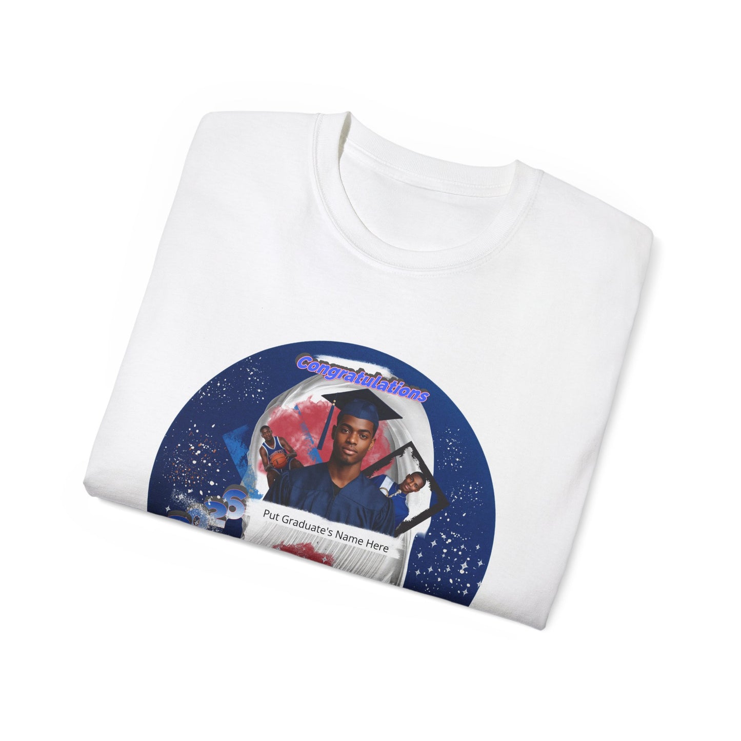 Graduation Photo Tee — Personalized Grad Cap & Confetti Design