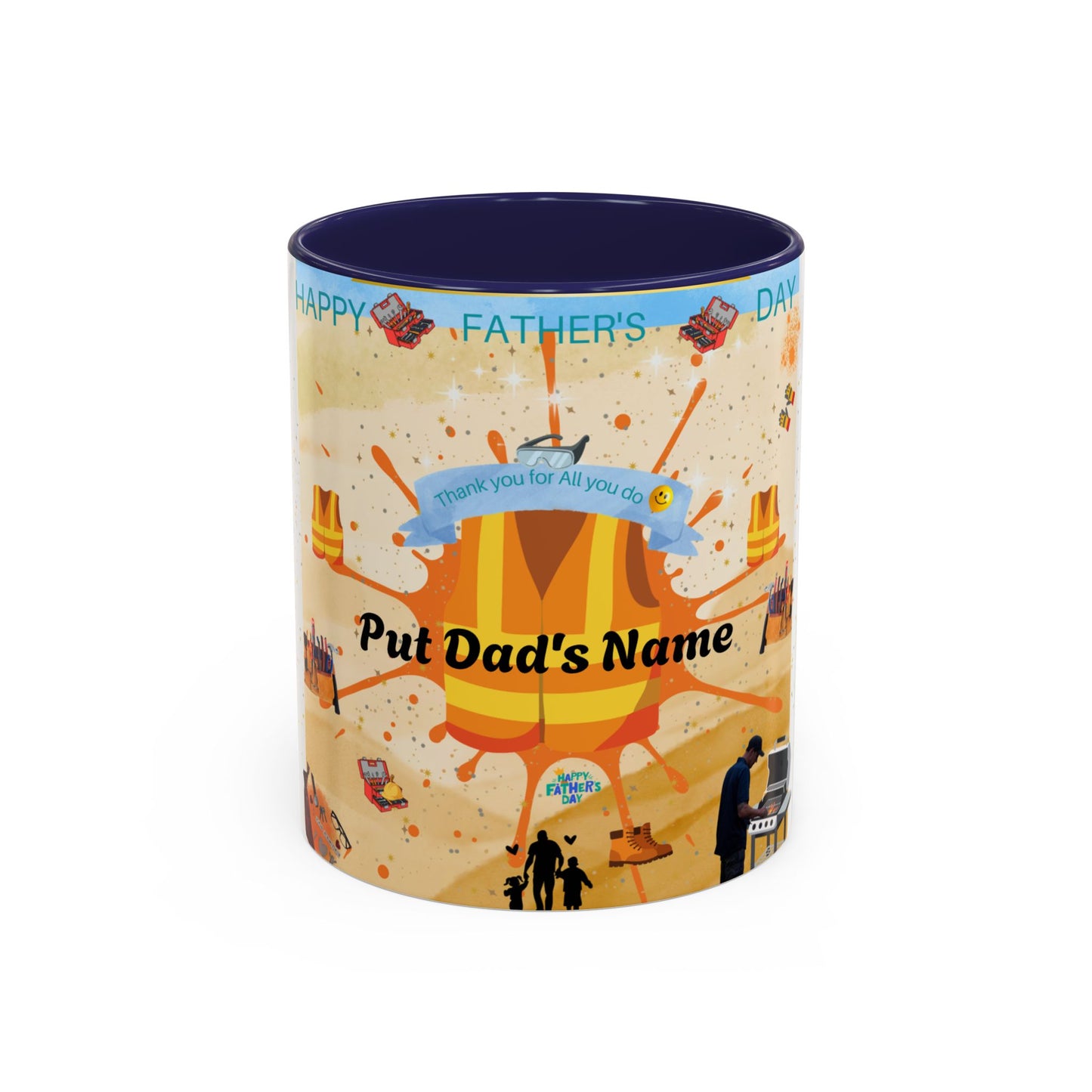 Personalized Fathers Day Coffee Mug Put Dad's Name Accent 11oz