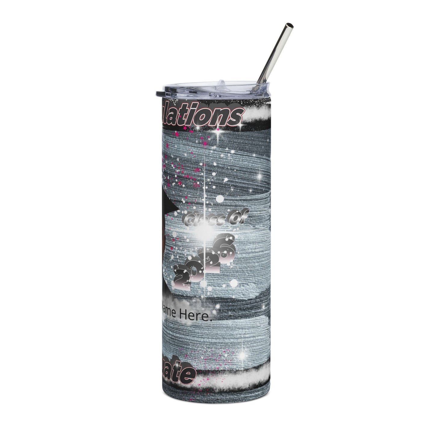 Tumblers: Personalized Graduation Stainless Steel Tumbler 20oz Congratulations Photo Travel Cup. Black