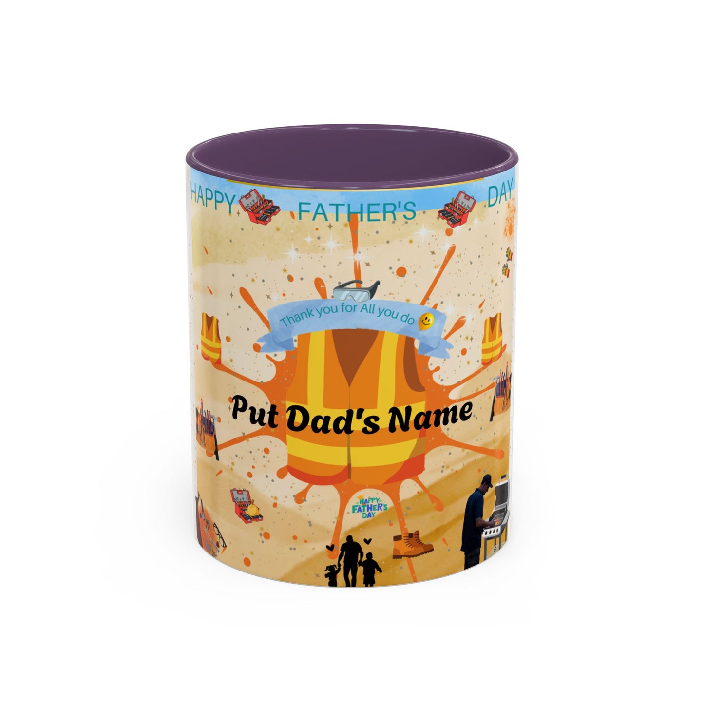 Personalized Fathers Day Coffee Mug Put Dad's Name Accent 11oz