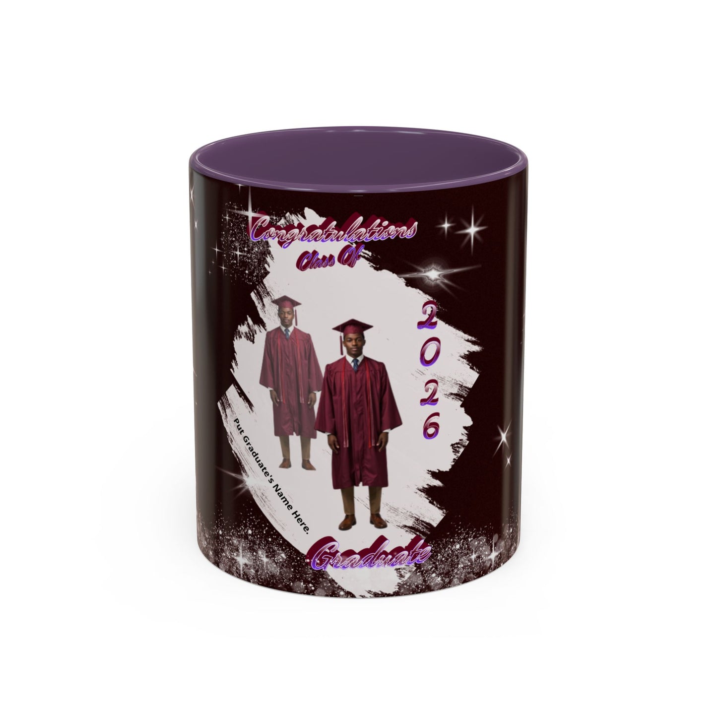 Graduation 2026 Accent Coffee Mug – Personalized Grad Cap Class of 2026 Keepsake