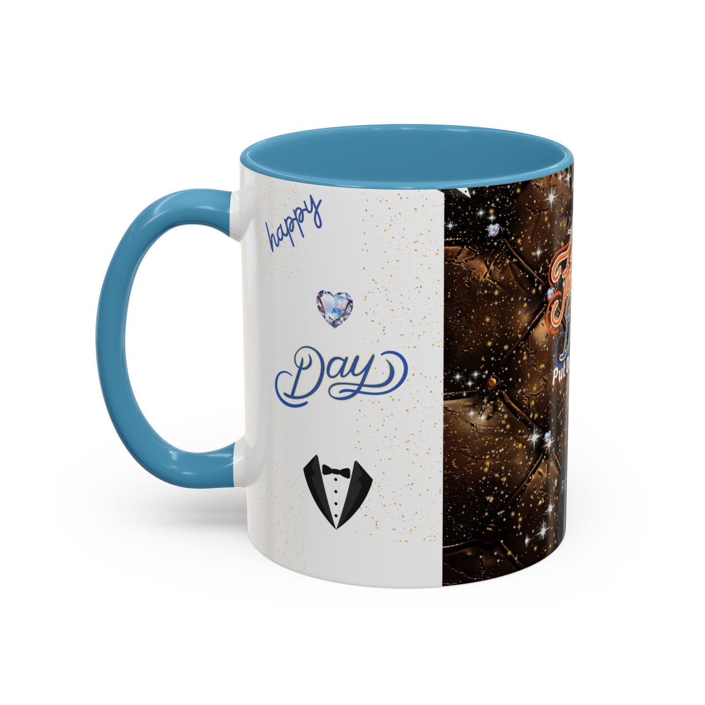 Personalized Fathers Day Coffee Mug Happy Fathers Day Photo & Name Accent Mug
