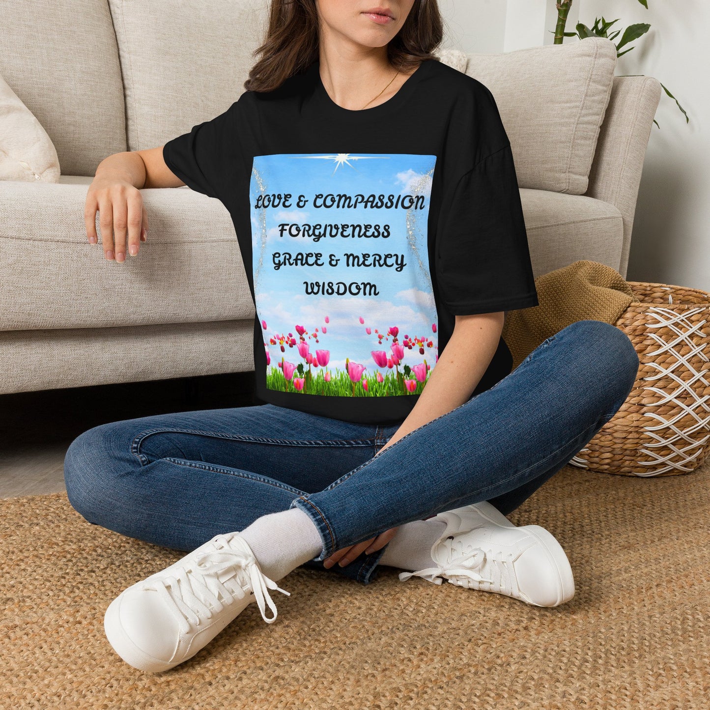 Inspirational Faith T Shirt Love & Compassion, Forgiveness, Grace & Mercy