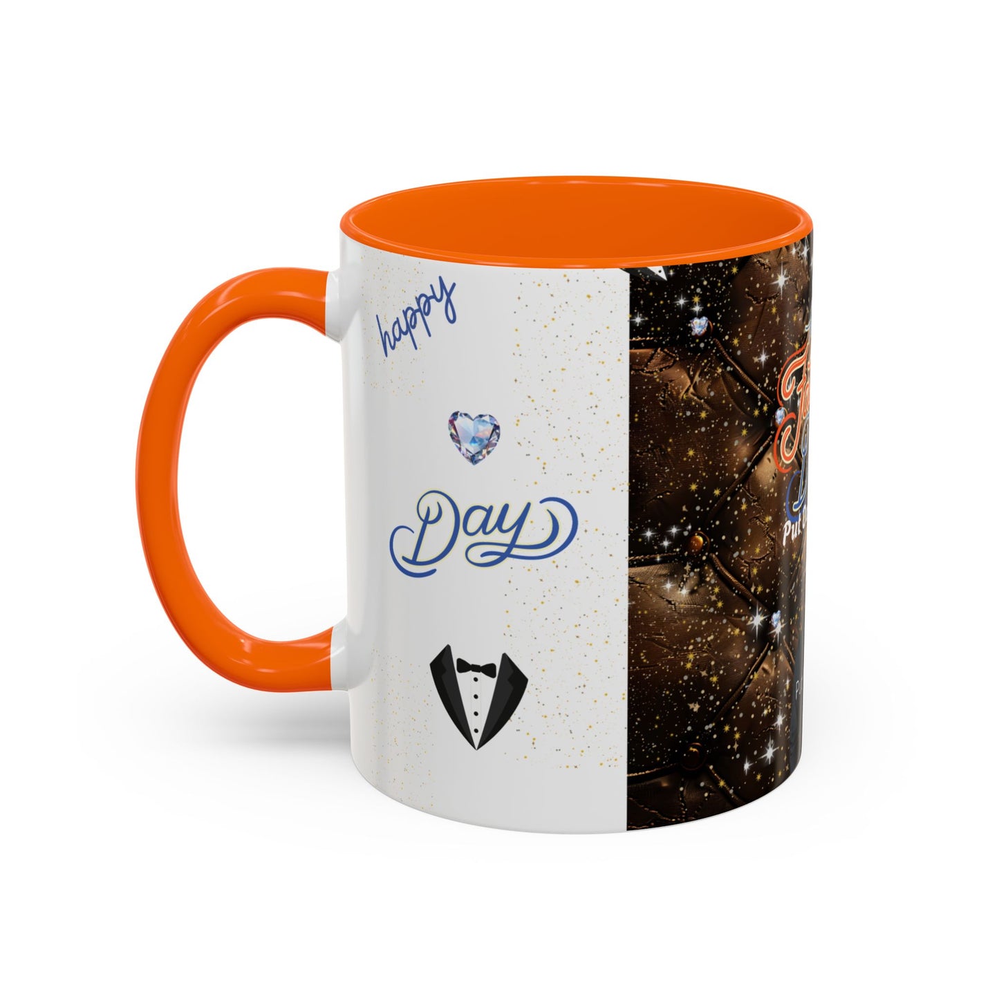 Personalized Fathers Day Coffee Mug Happy Fathers Day Photo & Name Accent Mug