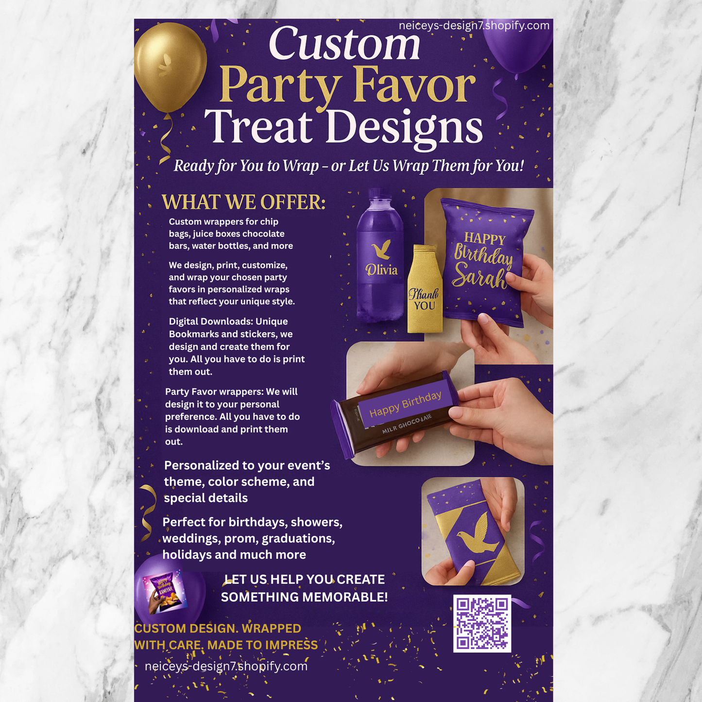 8-Piece Party Favor Bundle Template plus a small water bottle template. Making the bundle a 9 piece!