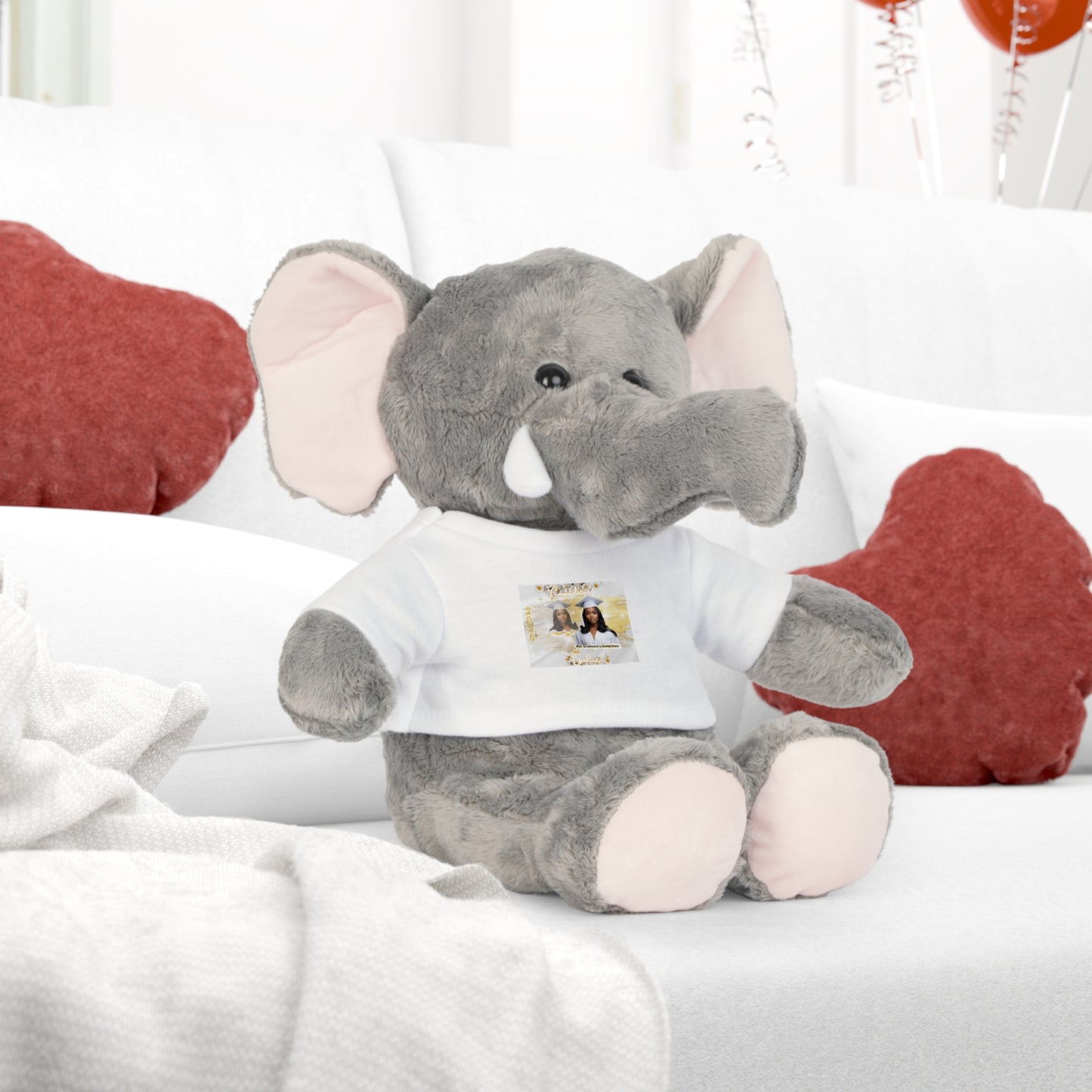 Teddy Bear Personalized Photo with Custom T‑Shirt, Keepsake Plush Gift. White