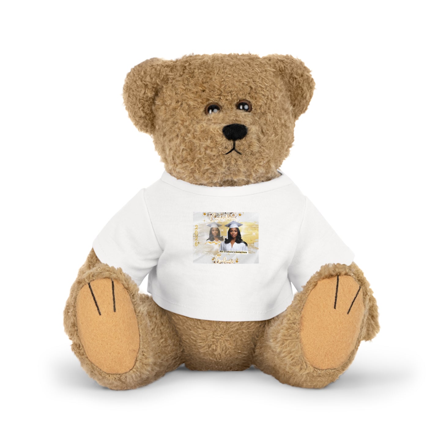 Teddy Bear Personalized Photo with Custom T‑Shirt, Keepsake Plush Gift. White