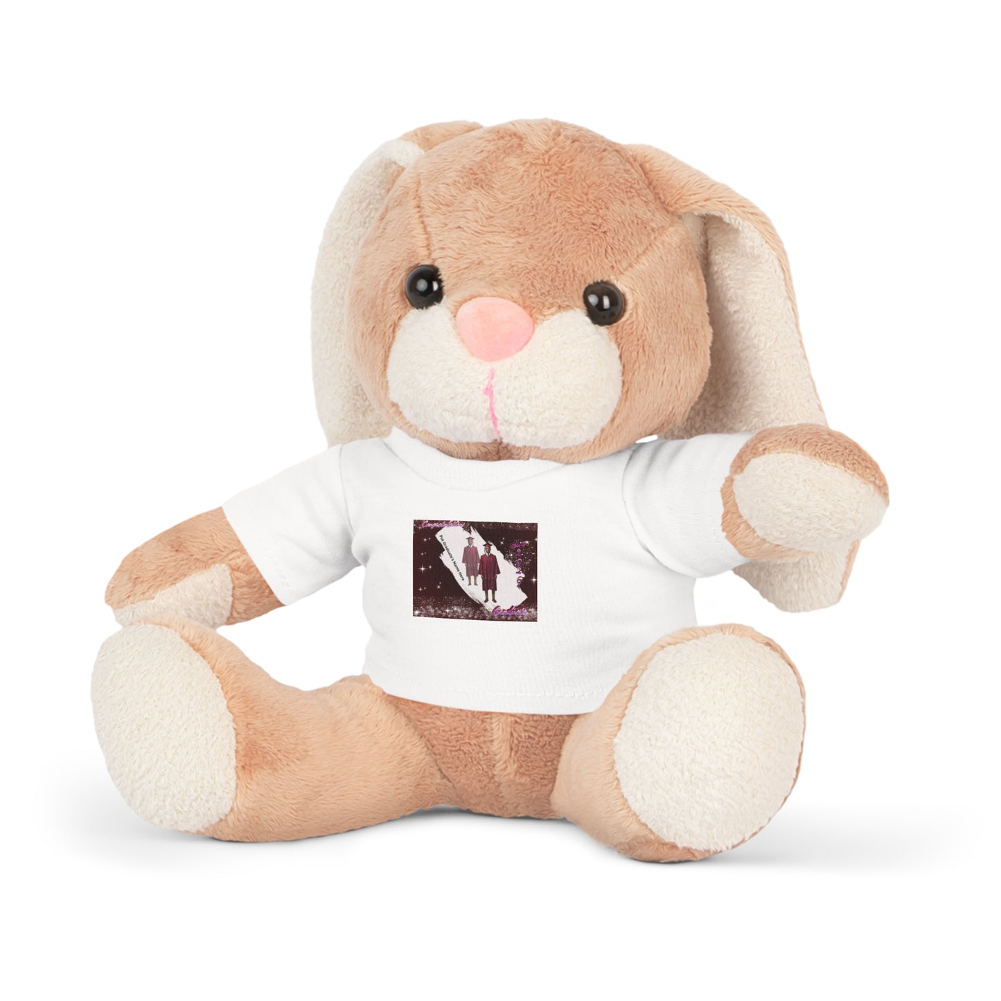 Teddy Bear Stuffed Bear Plush Graduation, personalize photo and name T-Shirt, Winter Couple Silhouette Design. Mahogany/Deep Red