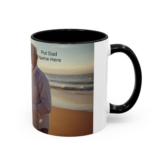 Personalized Photo Accent Coffee Mug Custom Mom and Dad Name, Sunset Beach Memory (11/15oz)