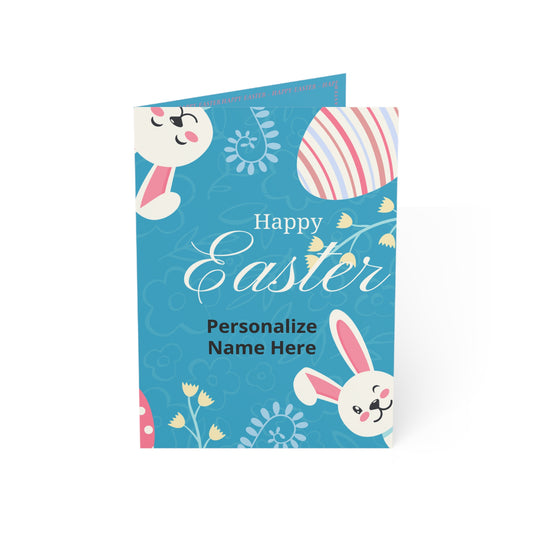 Personalized Happy Easter Greeting Cards. Bunny & Egg Design (1, 10, 30, 50 pcs) This is a personalized card, so it is sold as a single card.