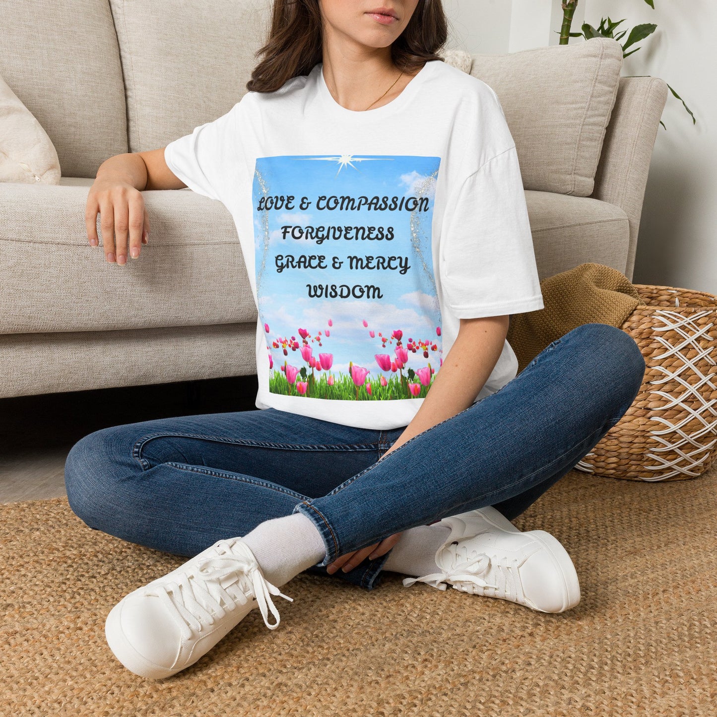 Inspirational Faith T Shirt Love & Compassion, Forgiveness, Grace & Mercy