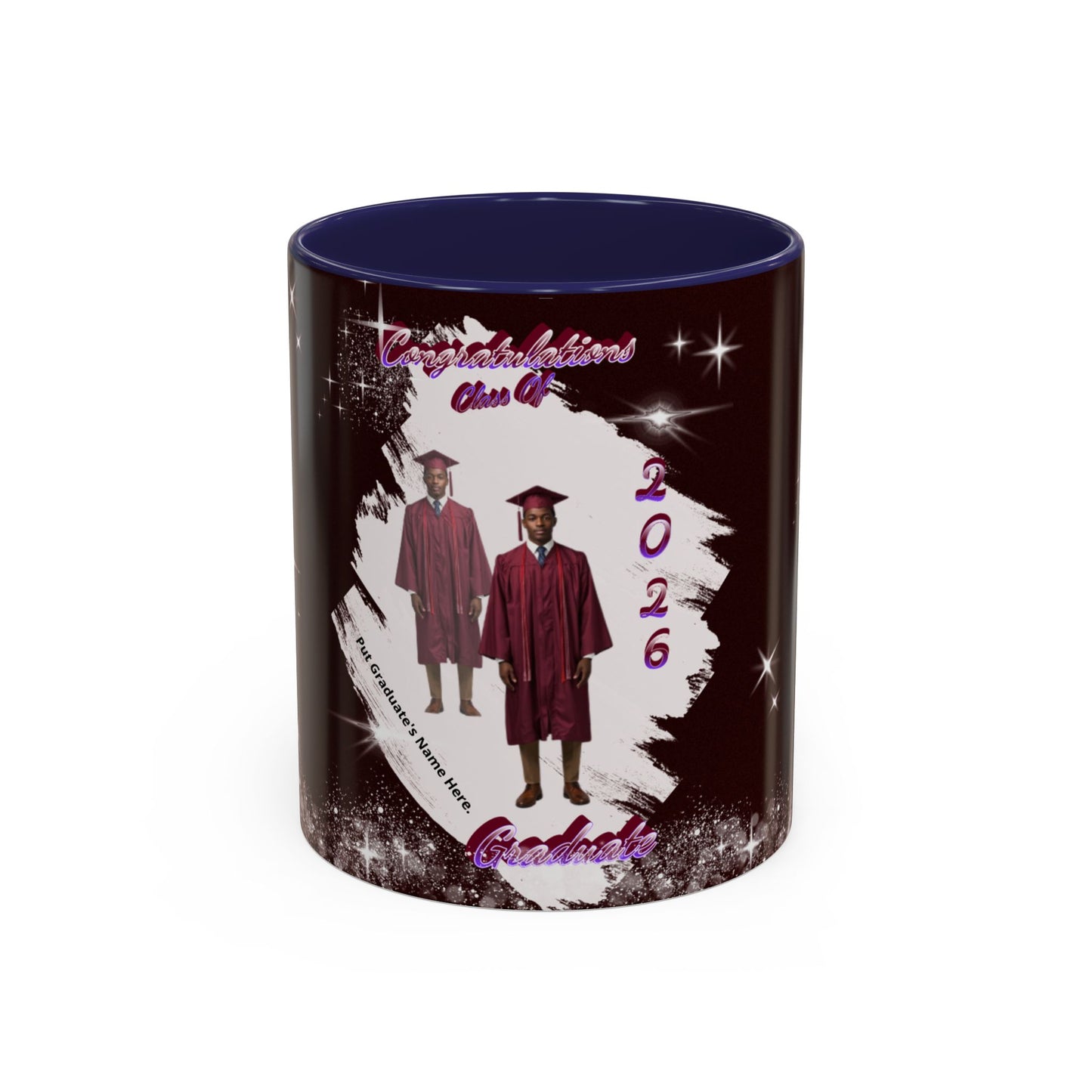 Graduation 2026 Accent Coffee Mug – Personalized Grad Cap Class of 2026 Keepsake