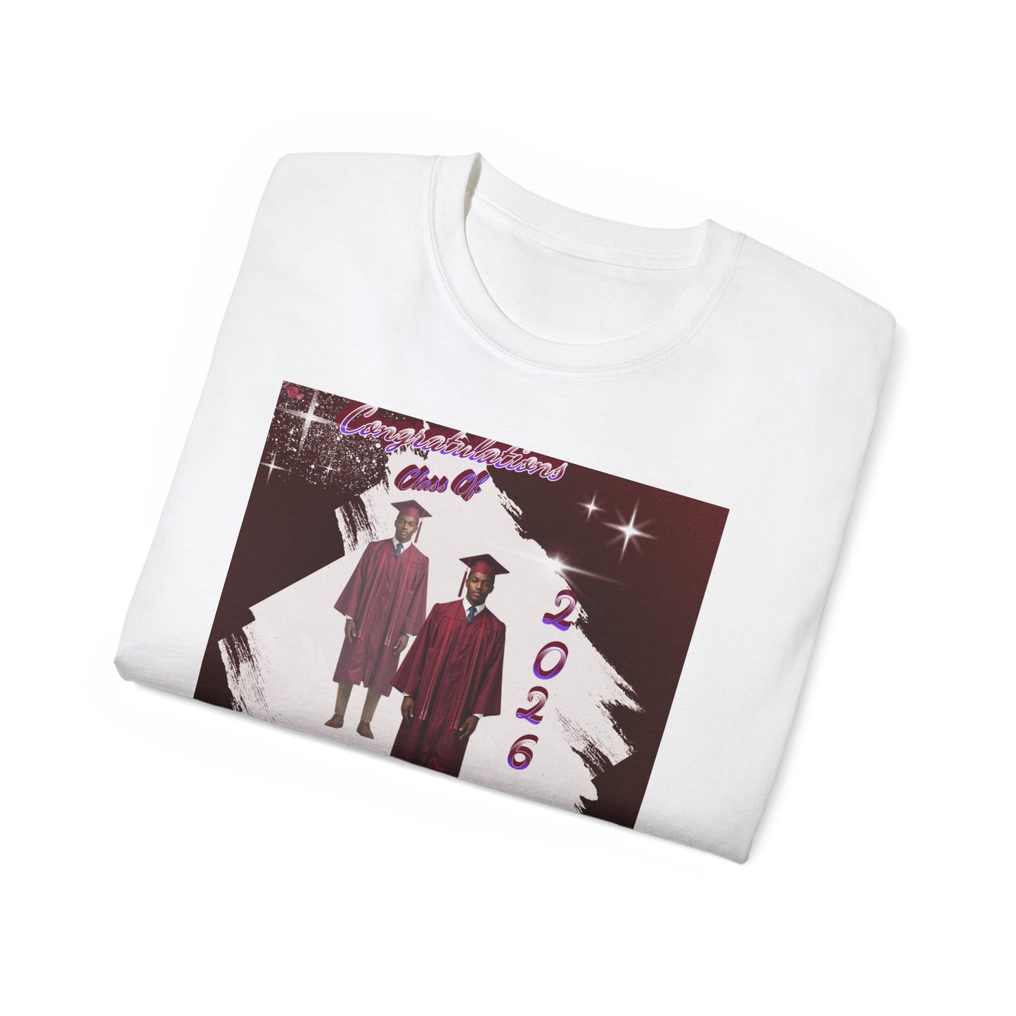 T-Shirt: 2026 Graduation Photo Tee. Class of 2026 Senior Keepsake Shirt, personalize: Deep red/Mahogony.  Mix and Match
