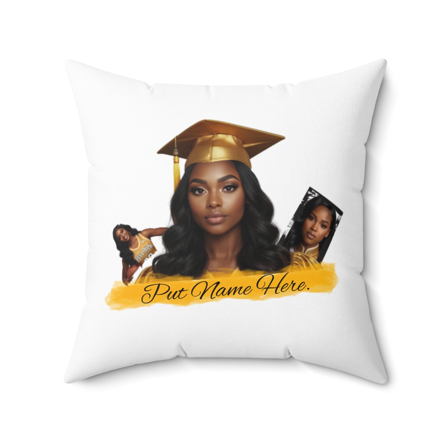 Graduation Photo Pillow Personalized Grad Throw Pillow with Cap & Name