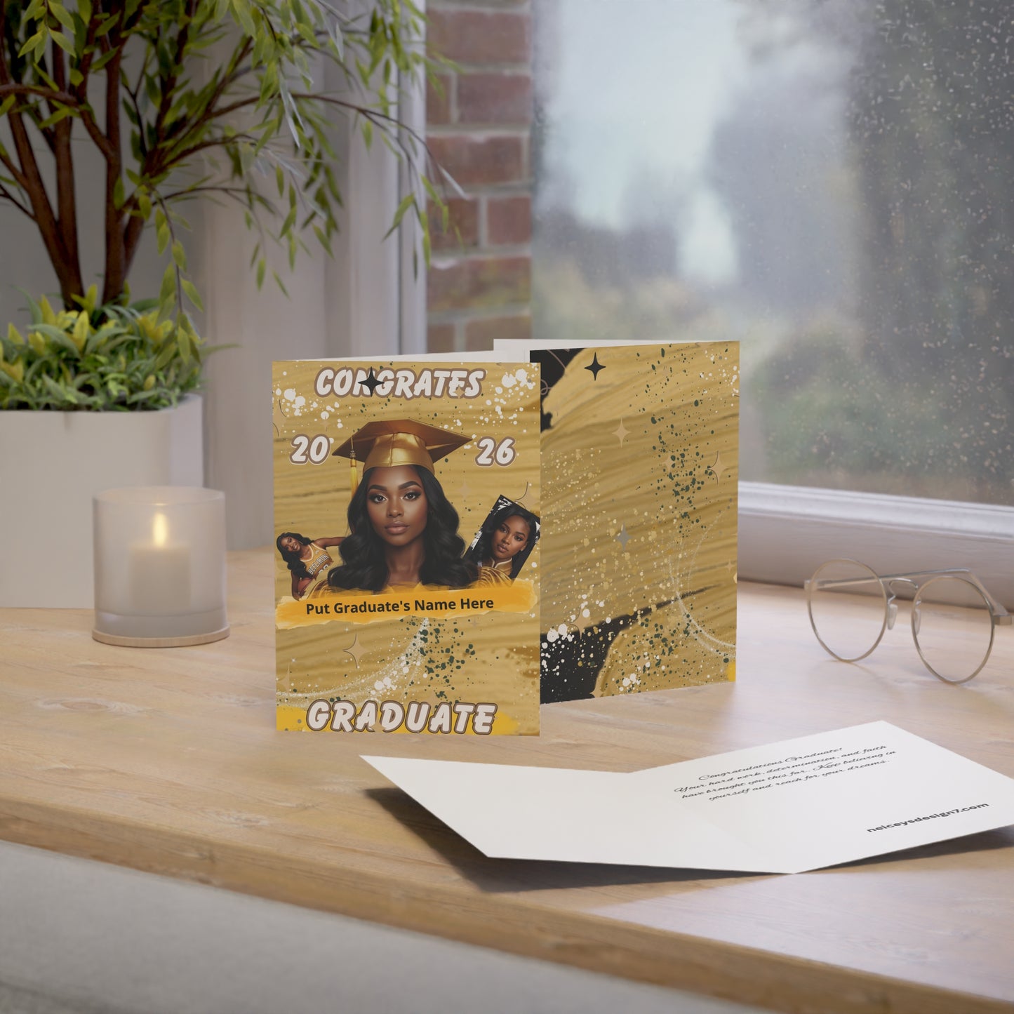 Greeting Card: Graduation Photo. Custom Congrats Graduate 2026, personalize photo and name.