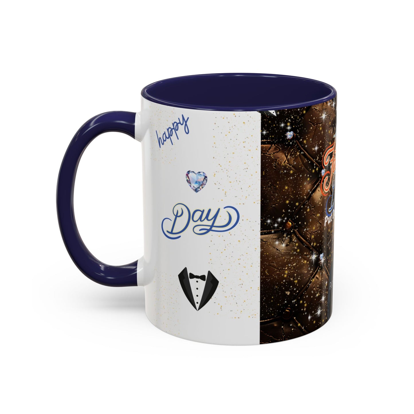 Personalized Fathers Day Coffee Mug Happy Fathers Day Photo & Name Accent Mug