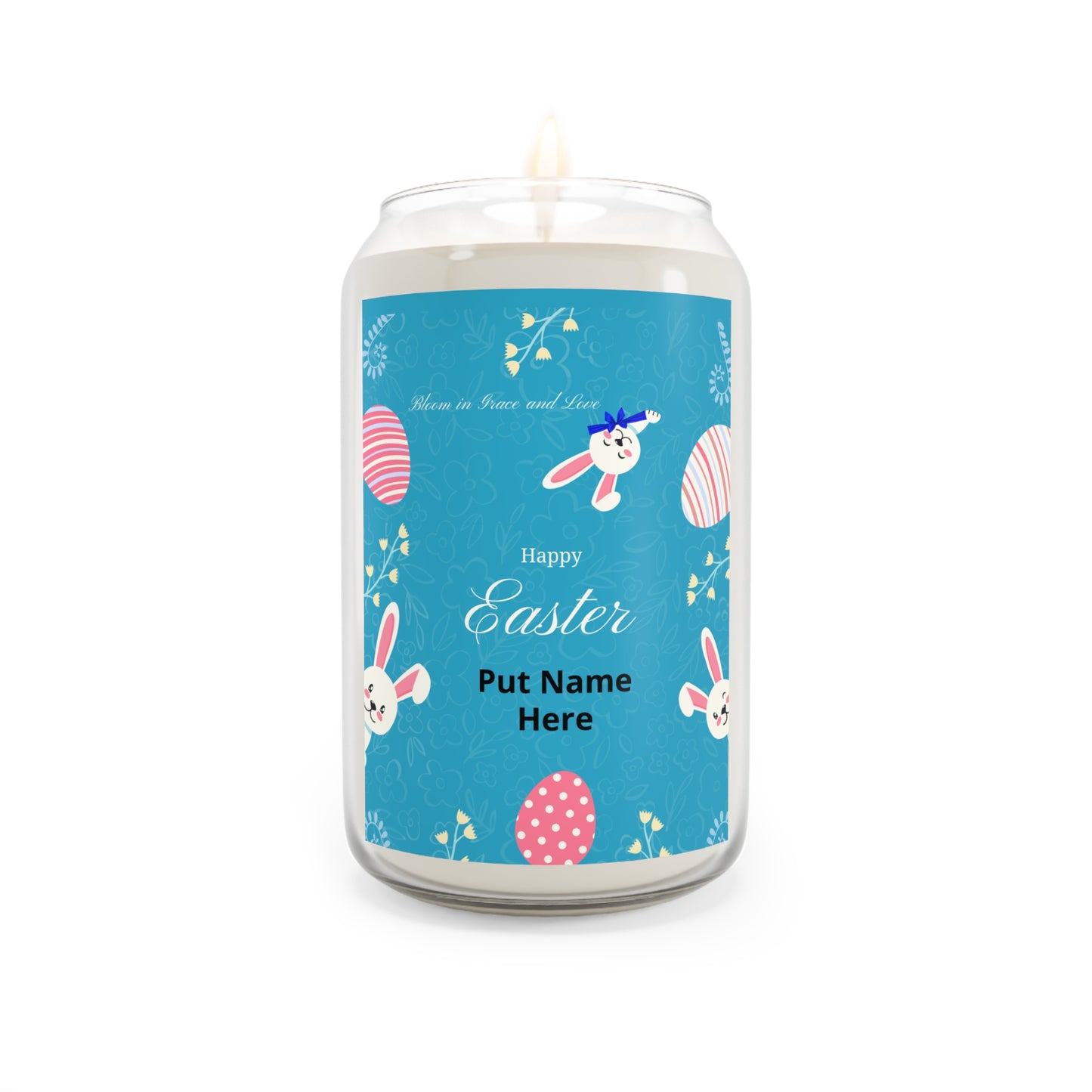 Easter Bunny Personalized Soy Candle — 13.75 oz Scented Jar (Custom Name)