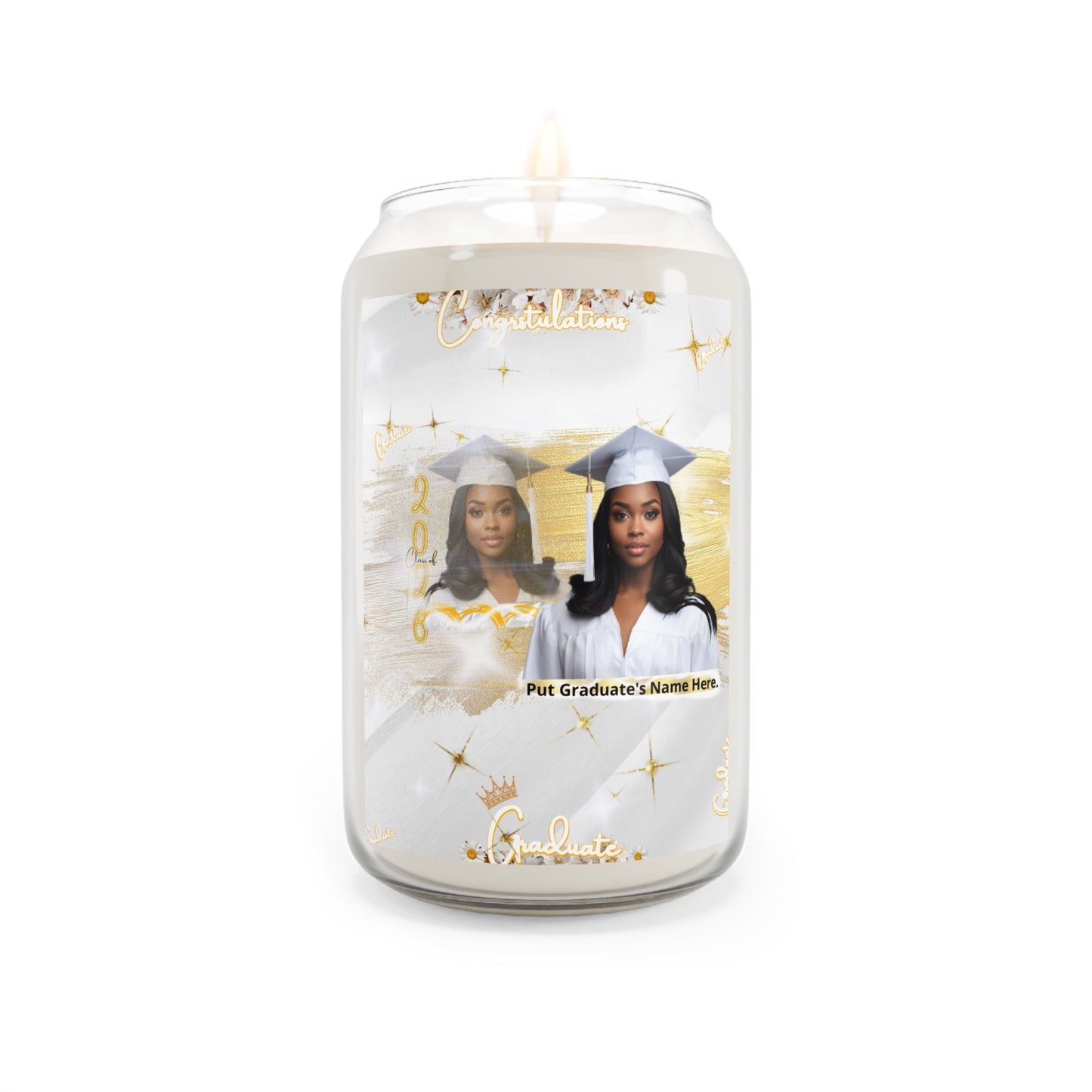 Candle: Graduation Photo Soy Candle Personalized Congrats Grad Gift, 13.75oz Scented Jar