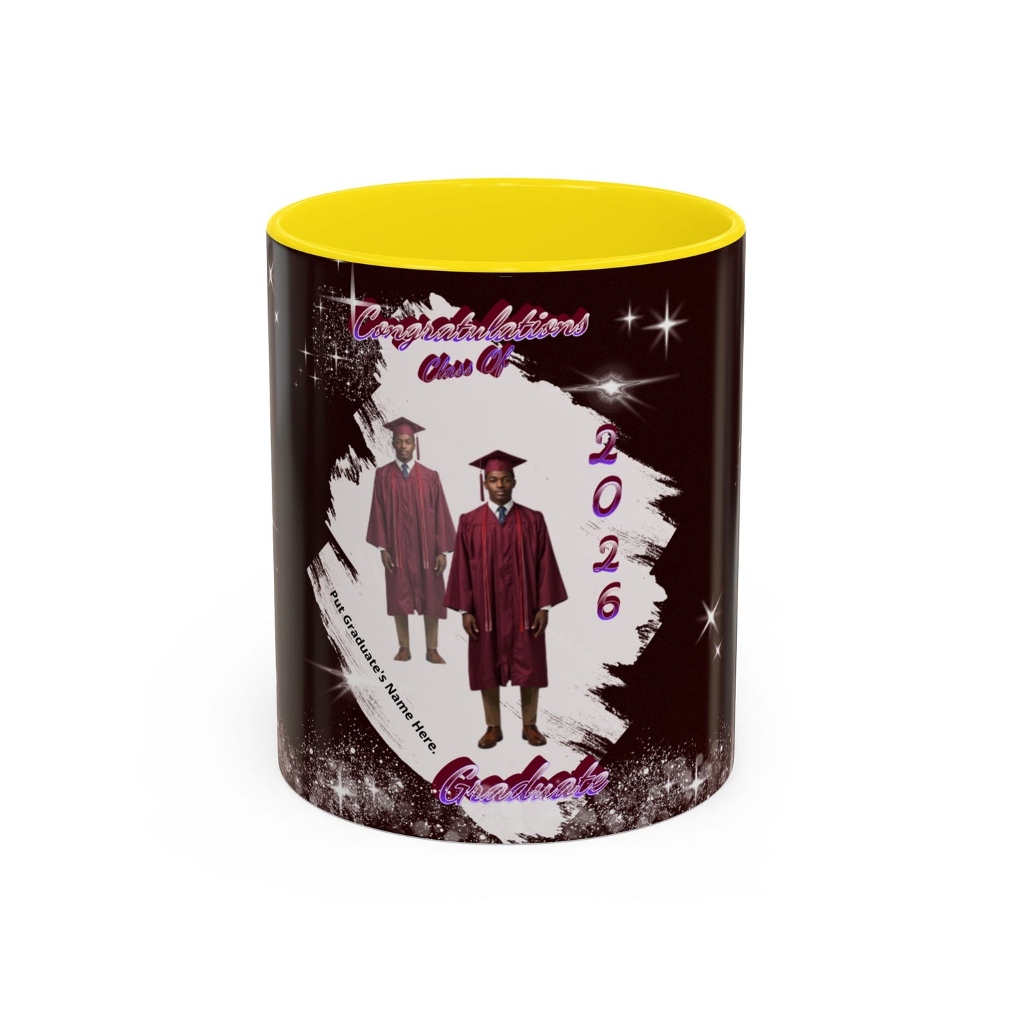 Graduation 2026 Accent Coffee Mug – Personalized Grad Cap Class of 2026 Keepsake