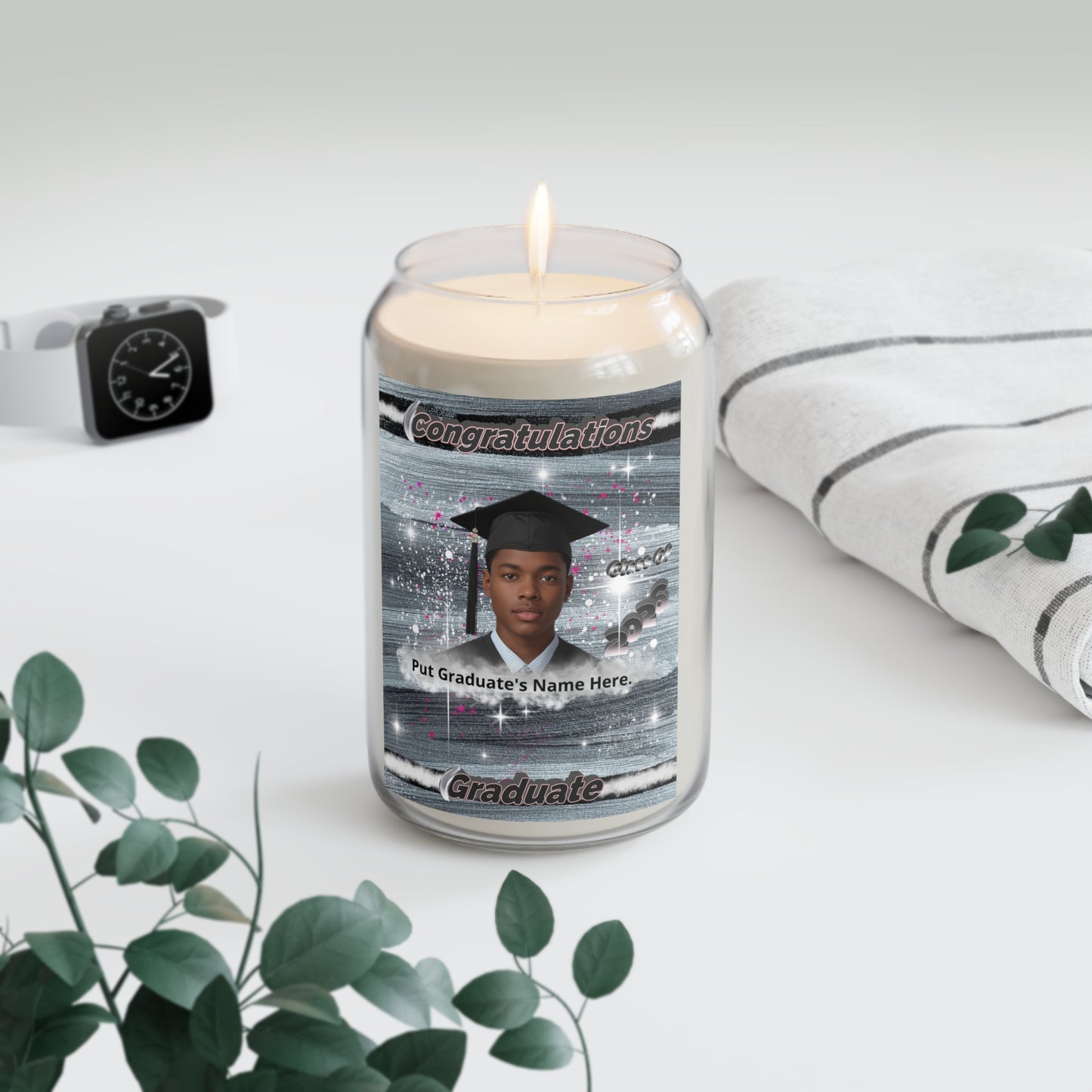 Candle: Graduation Photo Scented Soy Candle Personalized Congratulations Graduate 13.75oz
