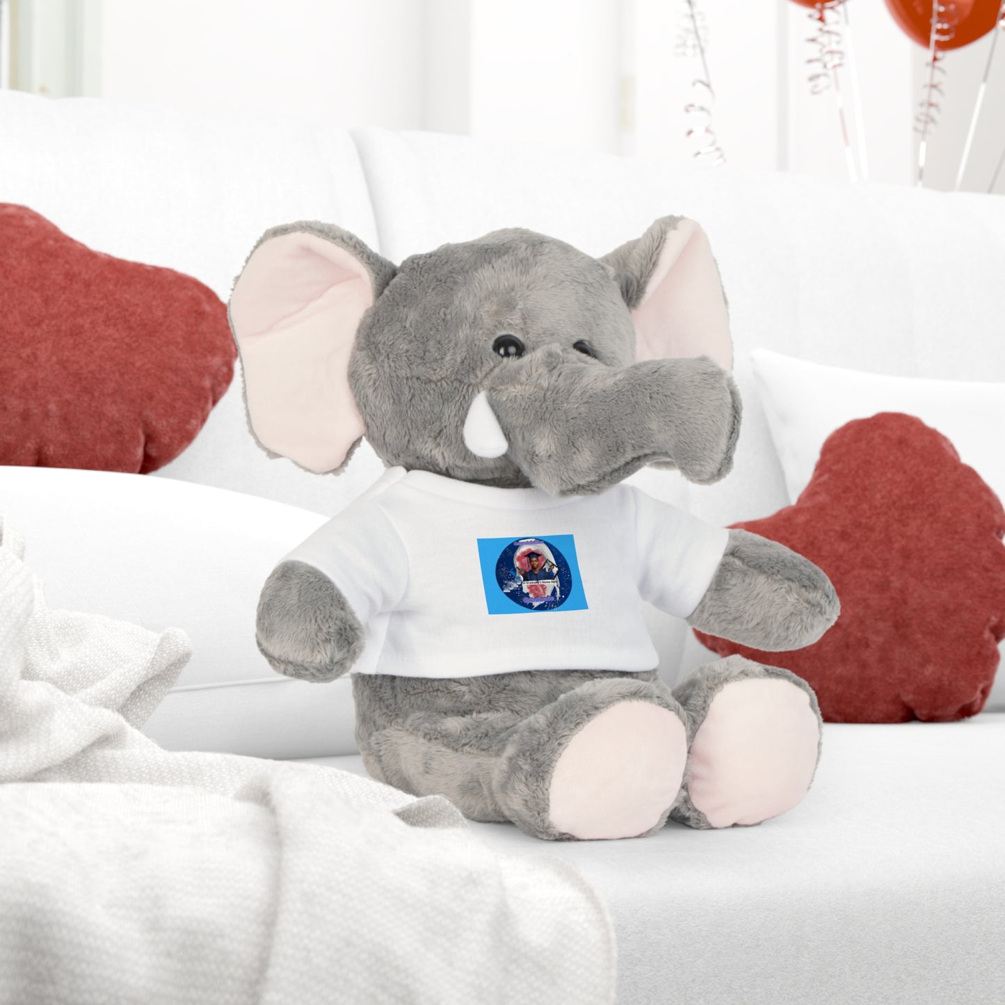 Teddy Bear Plush Toy. Personalize photo and name. Blue