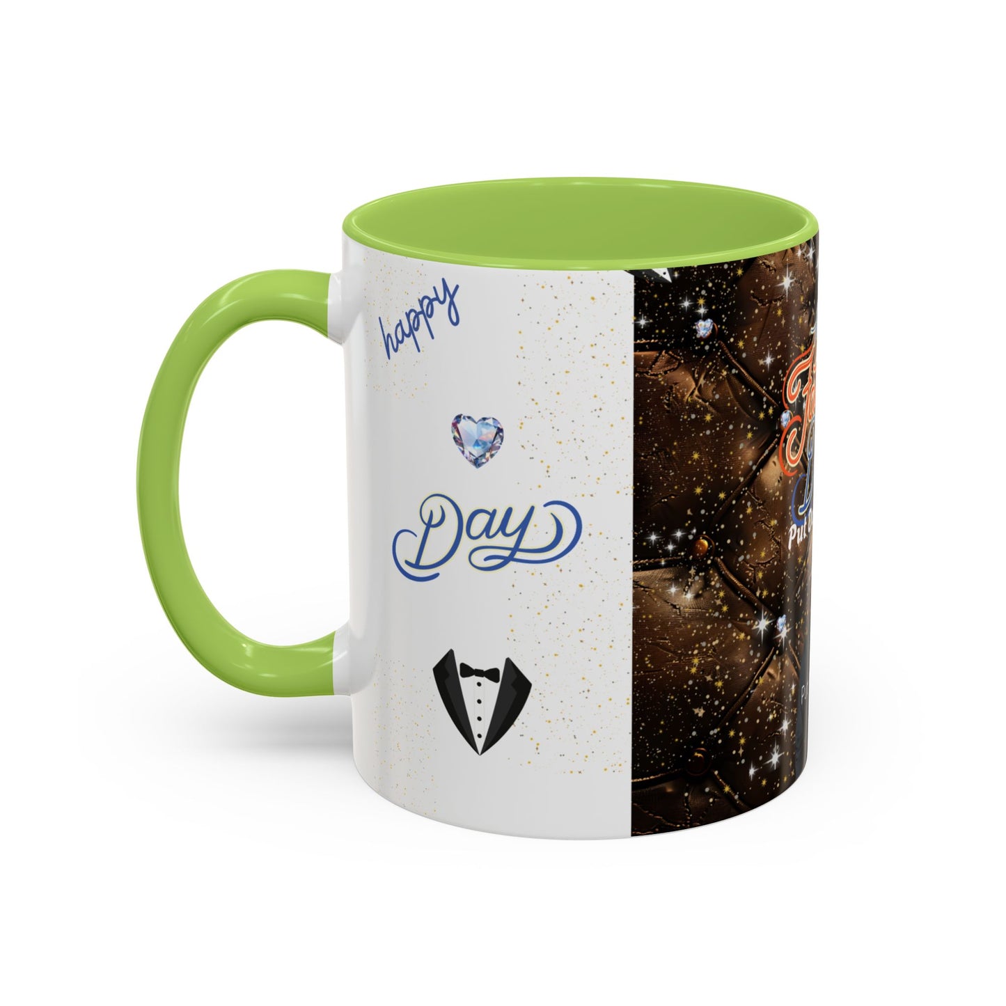 Personalized Fathers Day Coffee Mug Happy Fathers Day Photo & Name Accent Mug