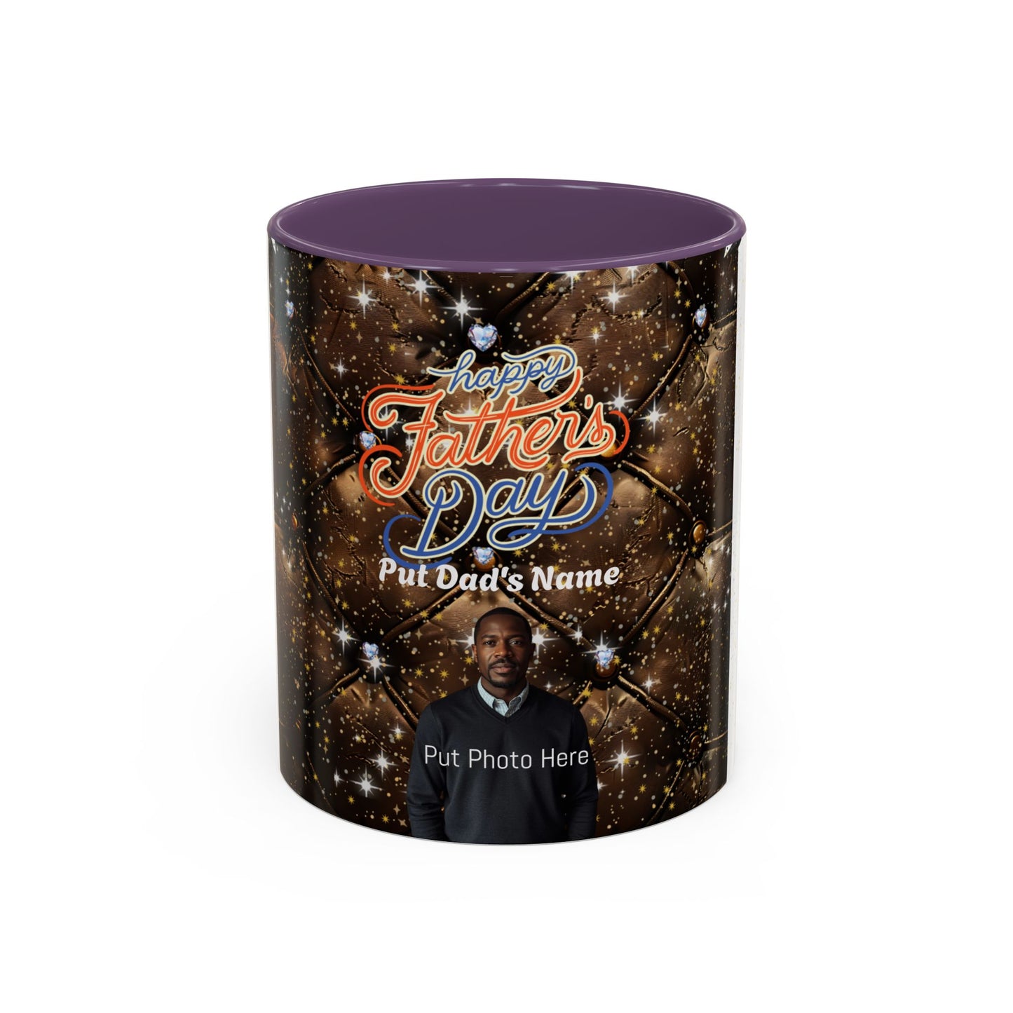 Personalized Fathers Day Coffee Mug Happy Fathers Day Photo & Name Accent Mug