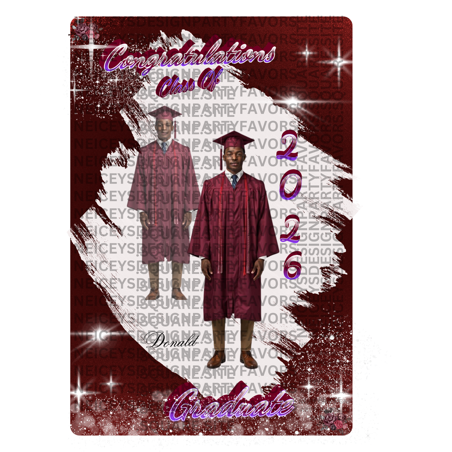 T-Shirt: Graduation Photo Tee, Custom Name Cap & Gown Tribute: Black, Personalize