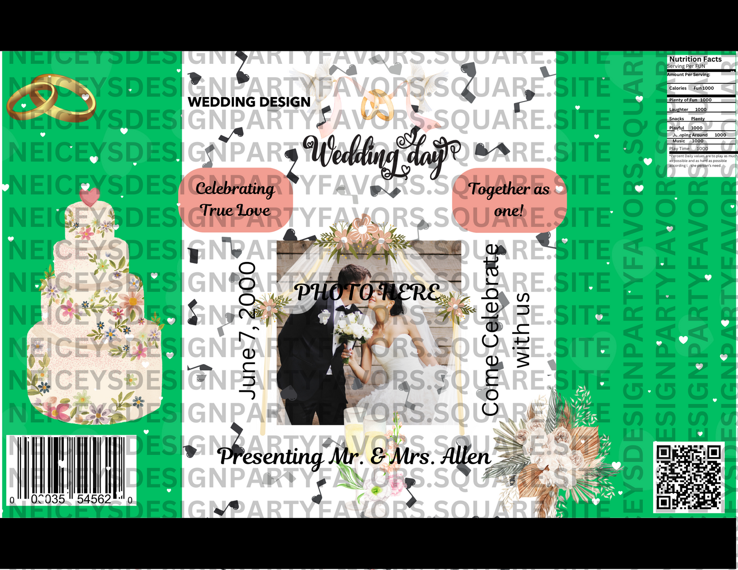 Chocolate Bar: Custom Design Party Favor 6 Pack