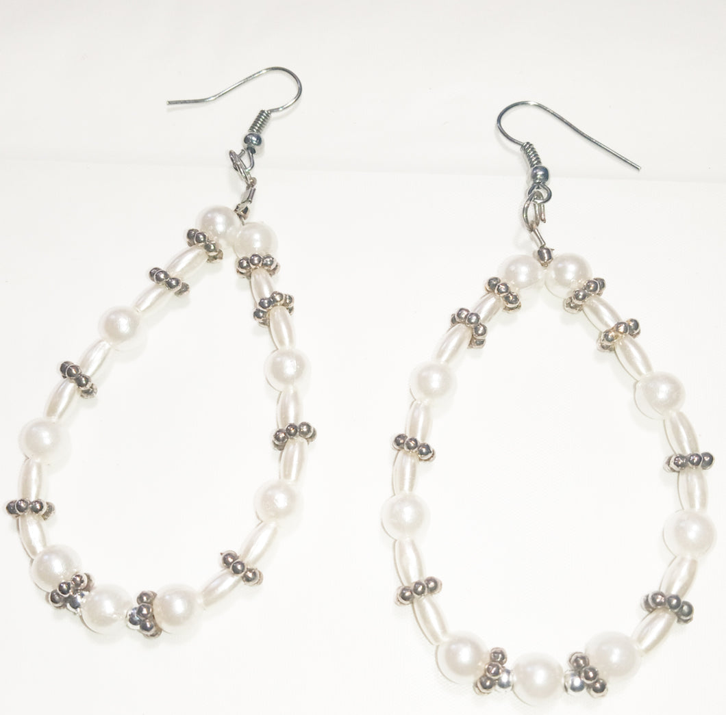 Faux Pearl silver handmade earrings